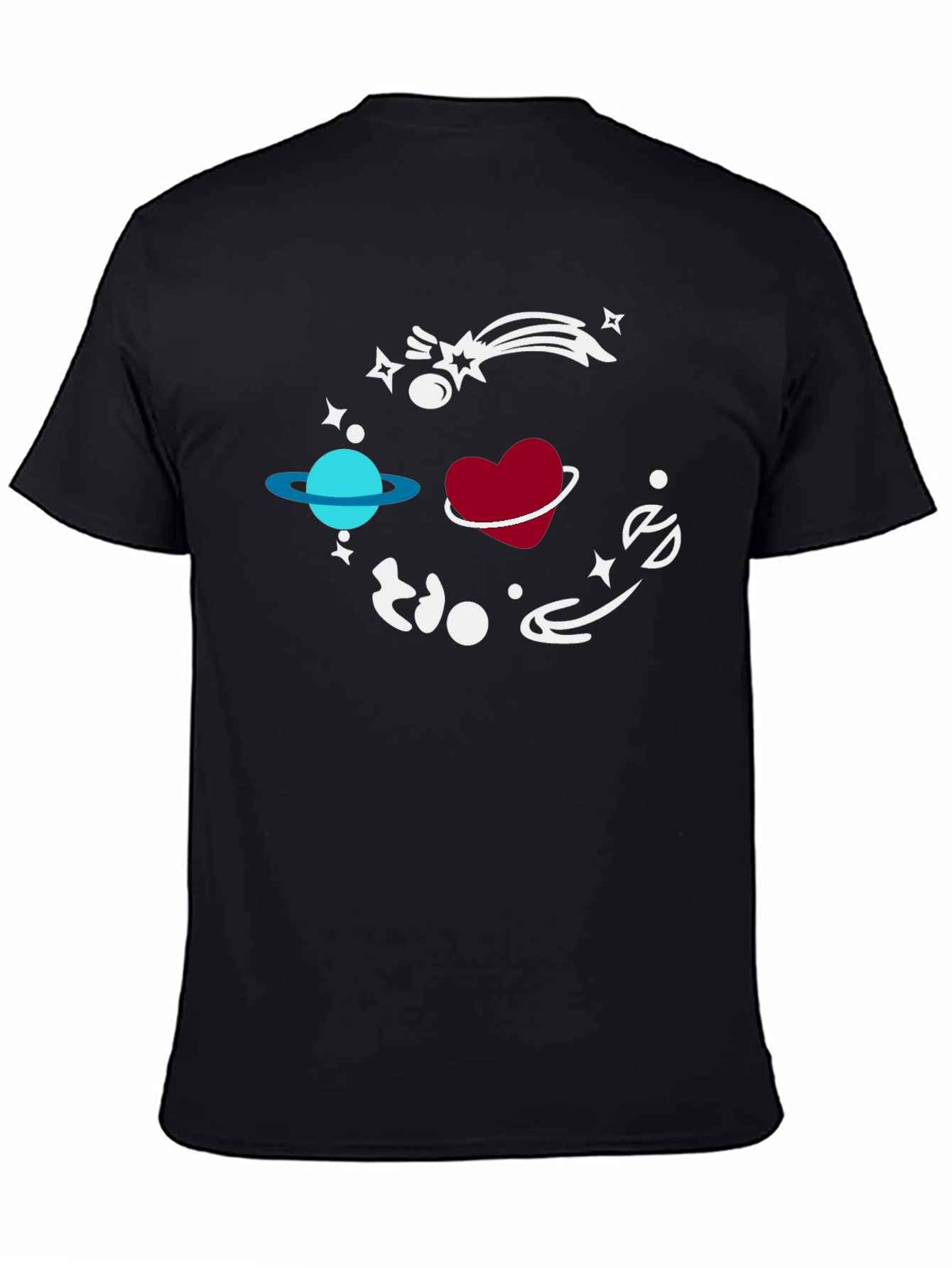 Space Heart Graphic Black T-Shirt