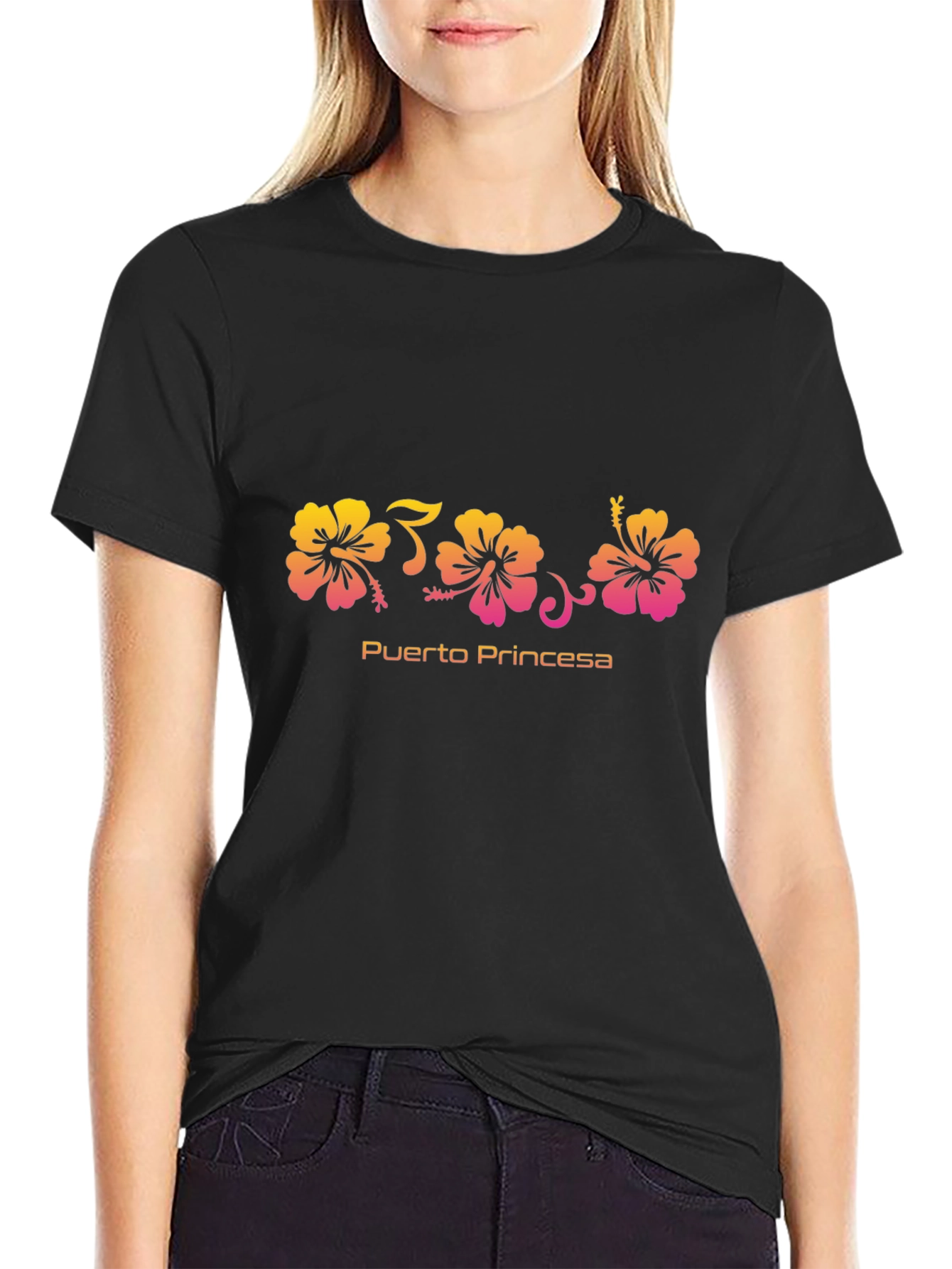 Puerto Princesa Floral Black T-Shirt