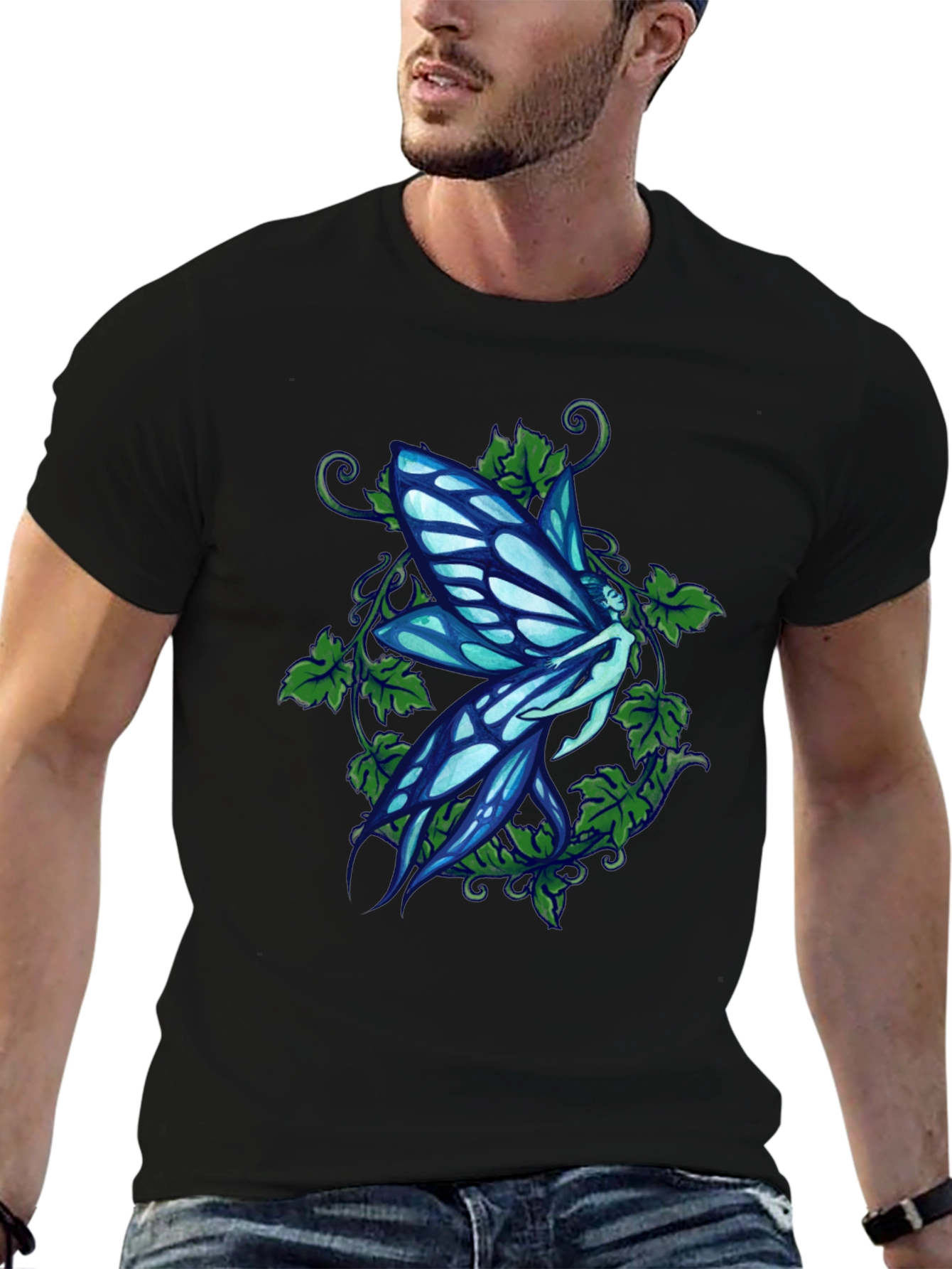 Fairy Graphic Print Black T-Shirt