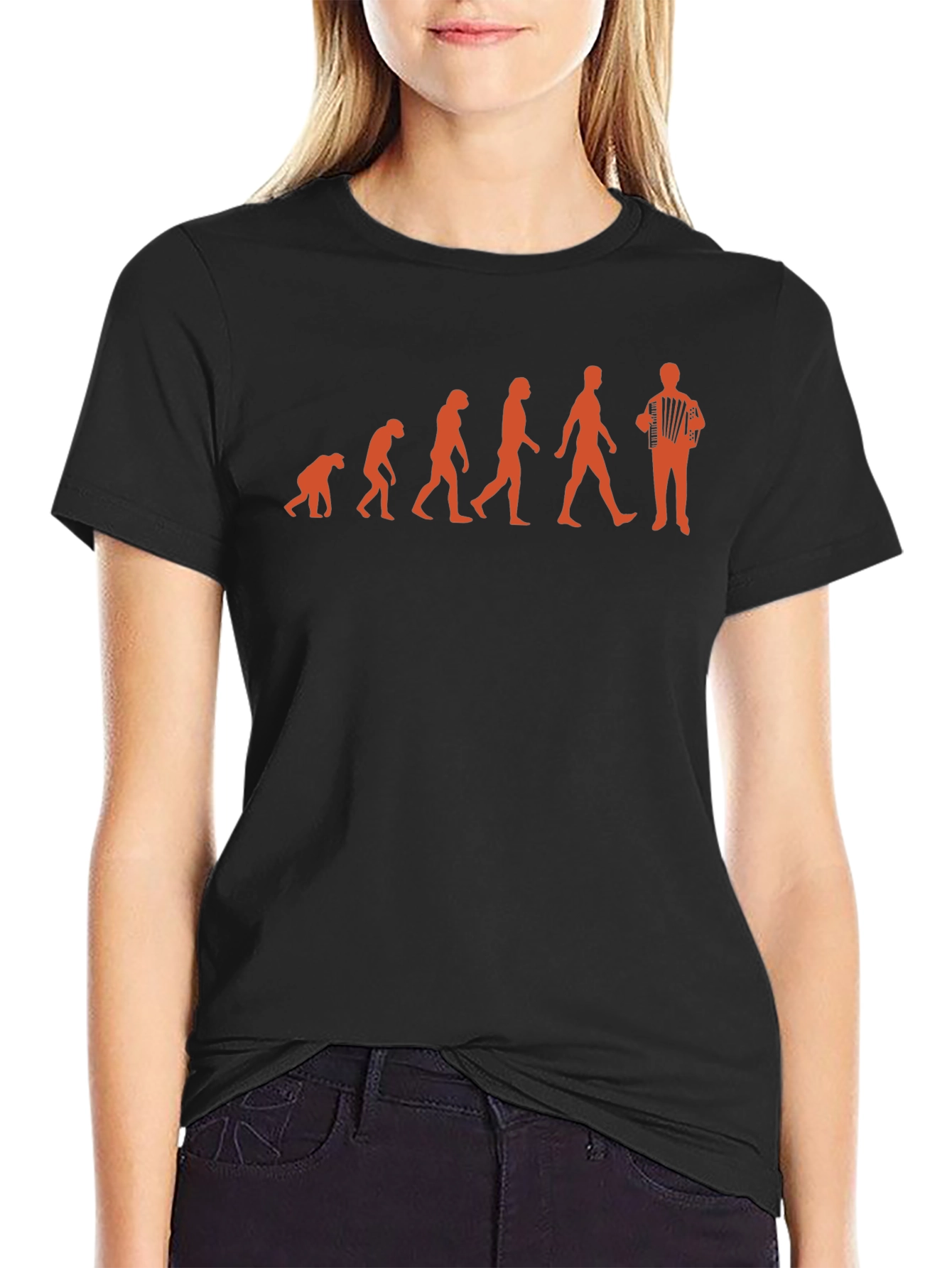 Evolution of Accordion Player T-Shirt