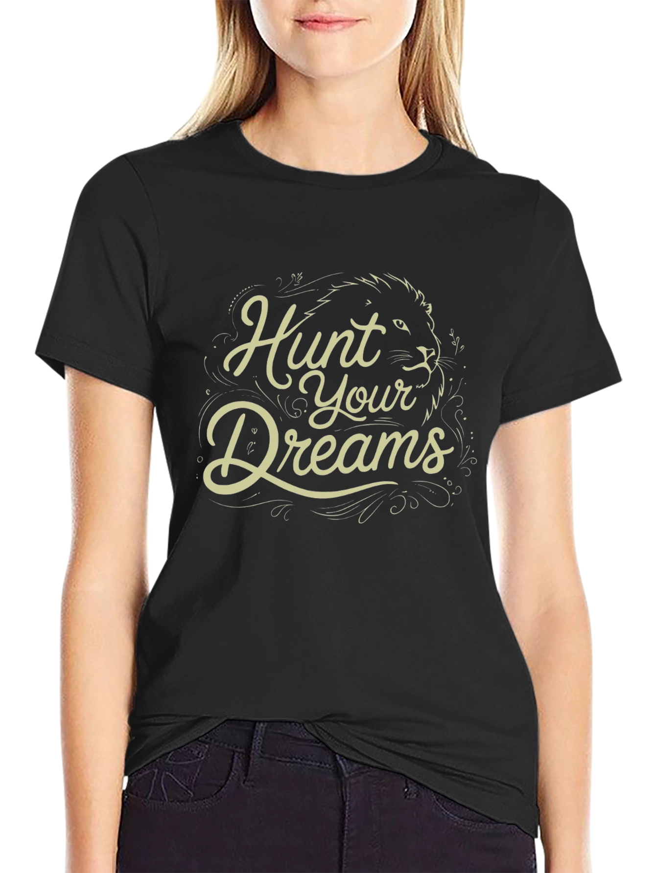 Hunt Your Dreams Graphic Tee - Black Cotton T-Shirt