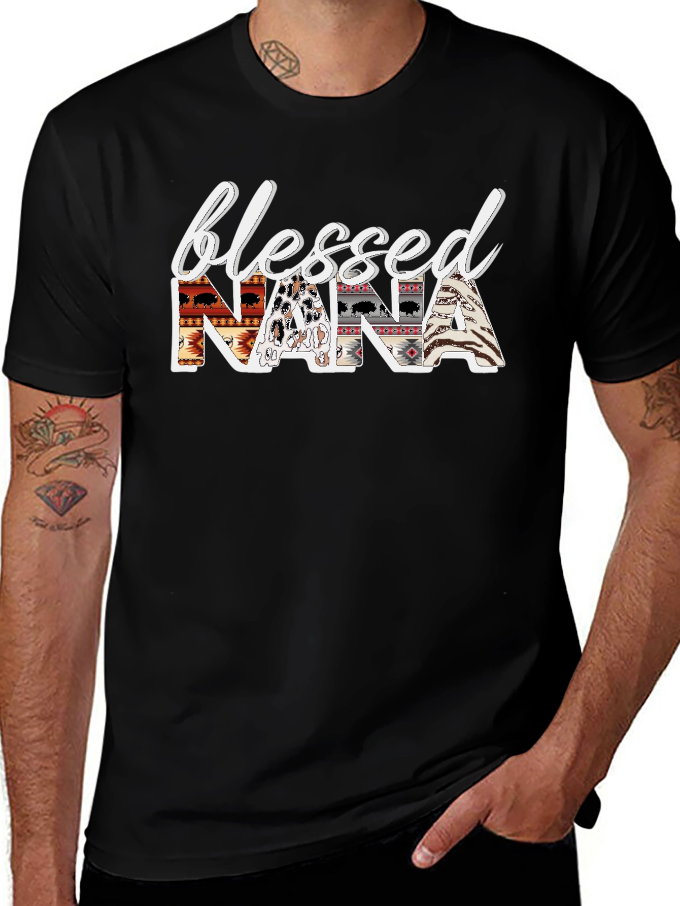 Blessed Nana Graphic T-Shirt - Tribal Design