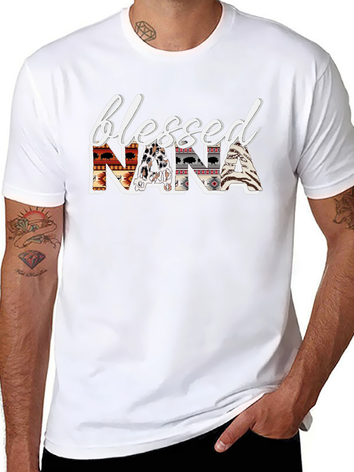 Blessed Nana Graphic T-Shirt - Tribal Design