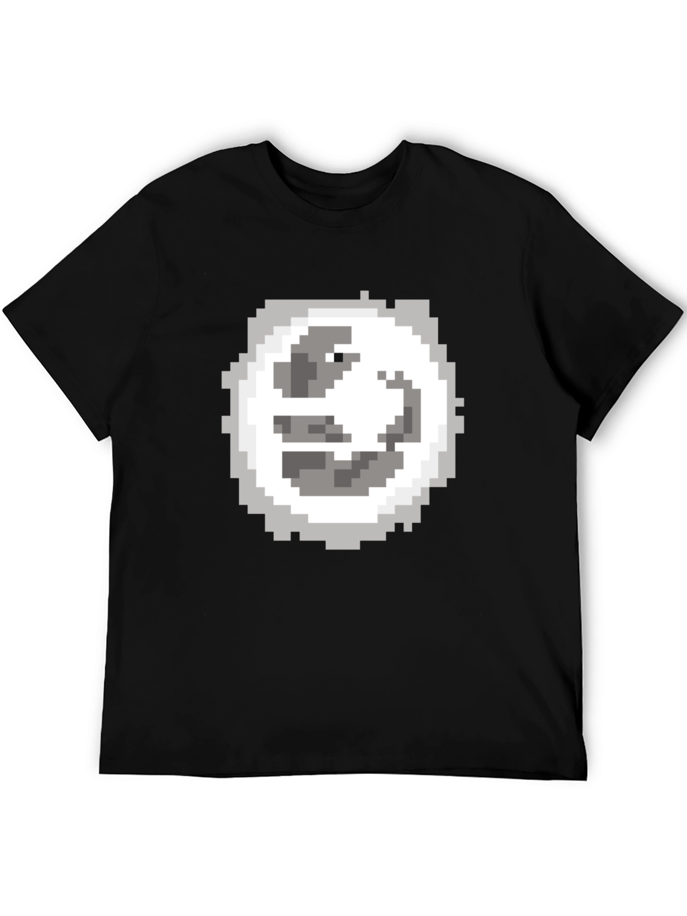 Pixel Art Moon Graphic Tee - Classic Black