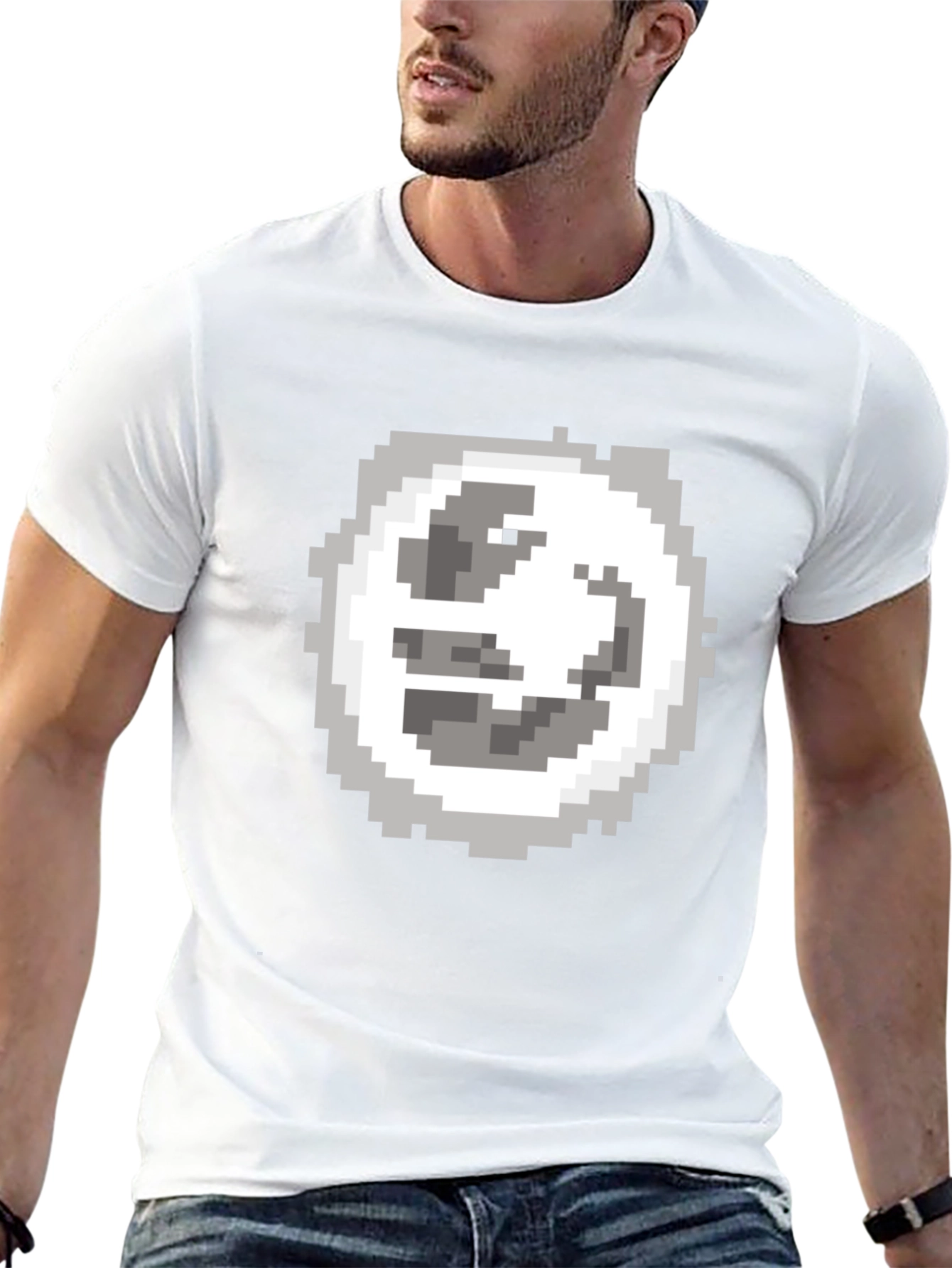 Pixel Art Moon Graphic Tee - Classic Black