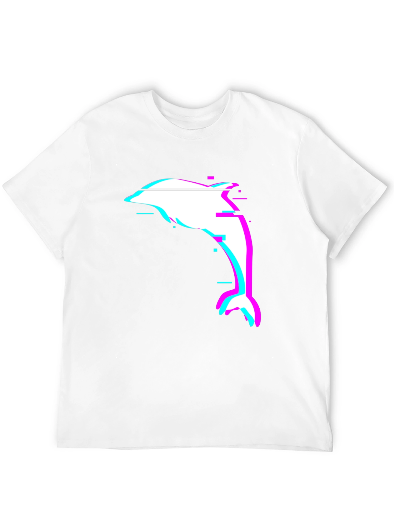Glitch Dolphin Graphic Tee - Black Casual T-Shirt