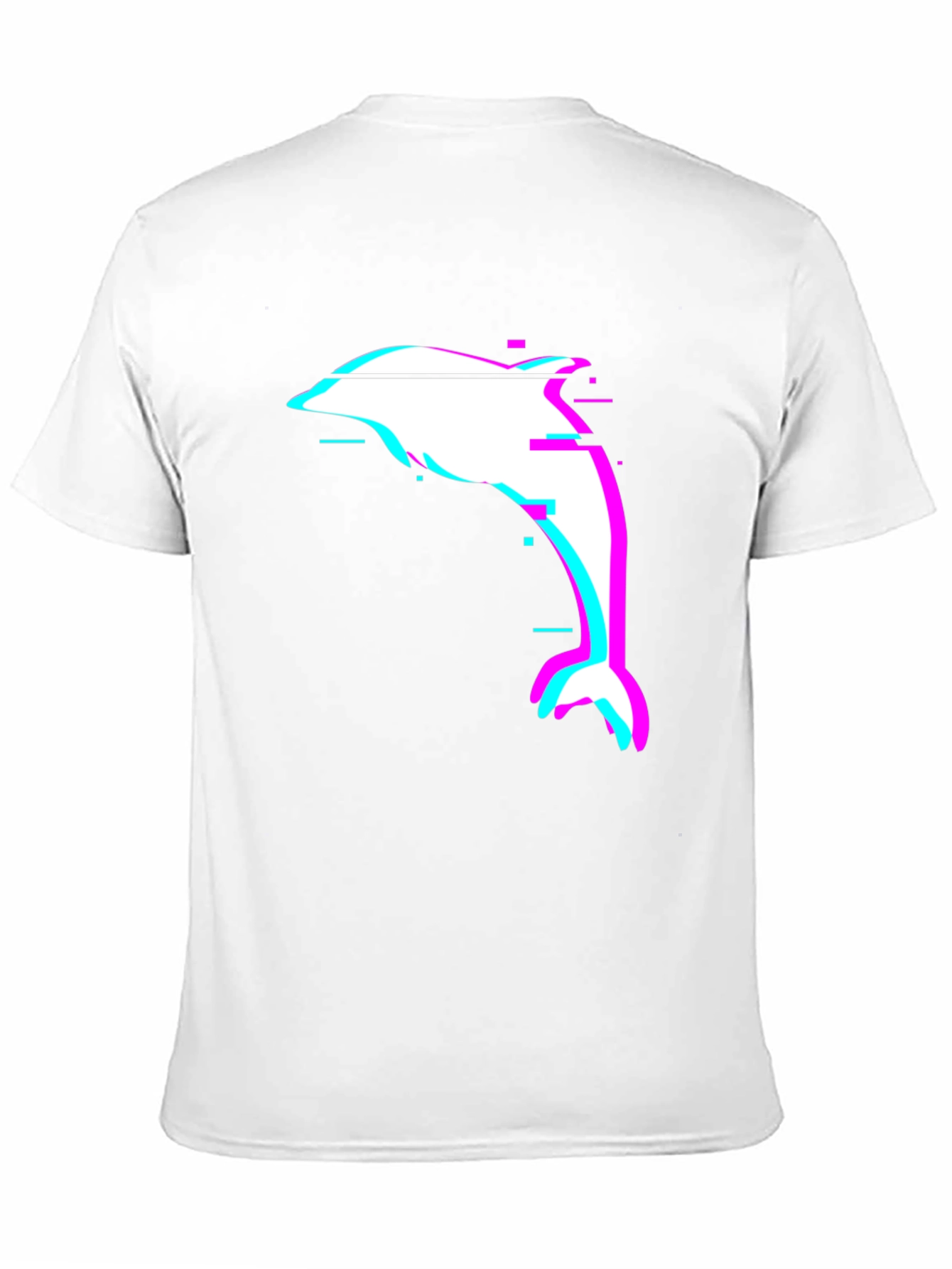 Glitch Dolphin Graphic Tee - Black Casual T-Shirt