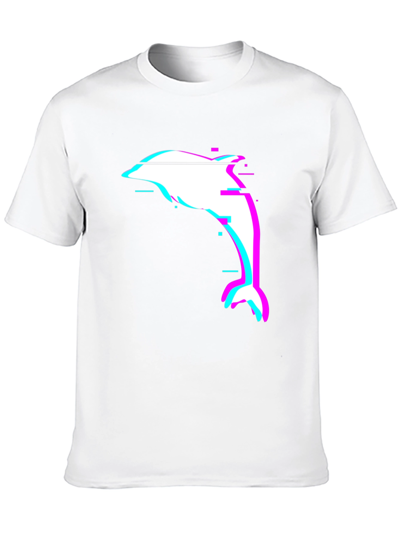 Glitch Dolphin Graphic Tee - Black Casual T-Shirt