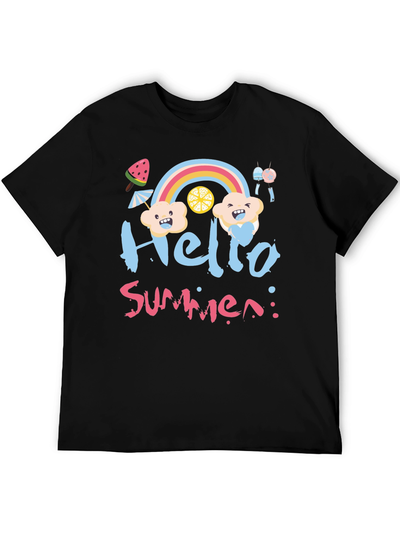 Hello Summer Black Graphic T-Shirt