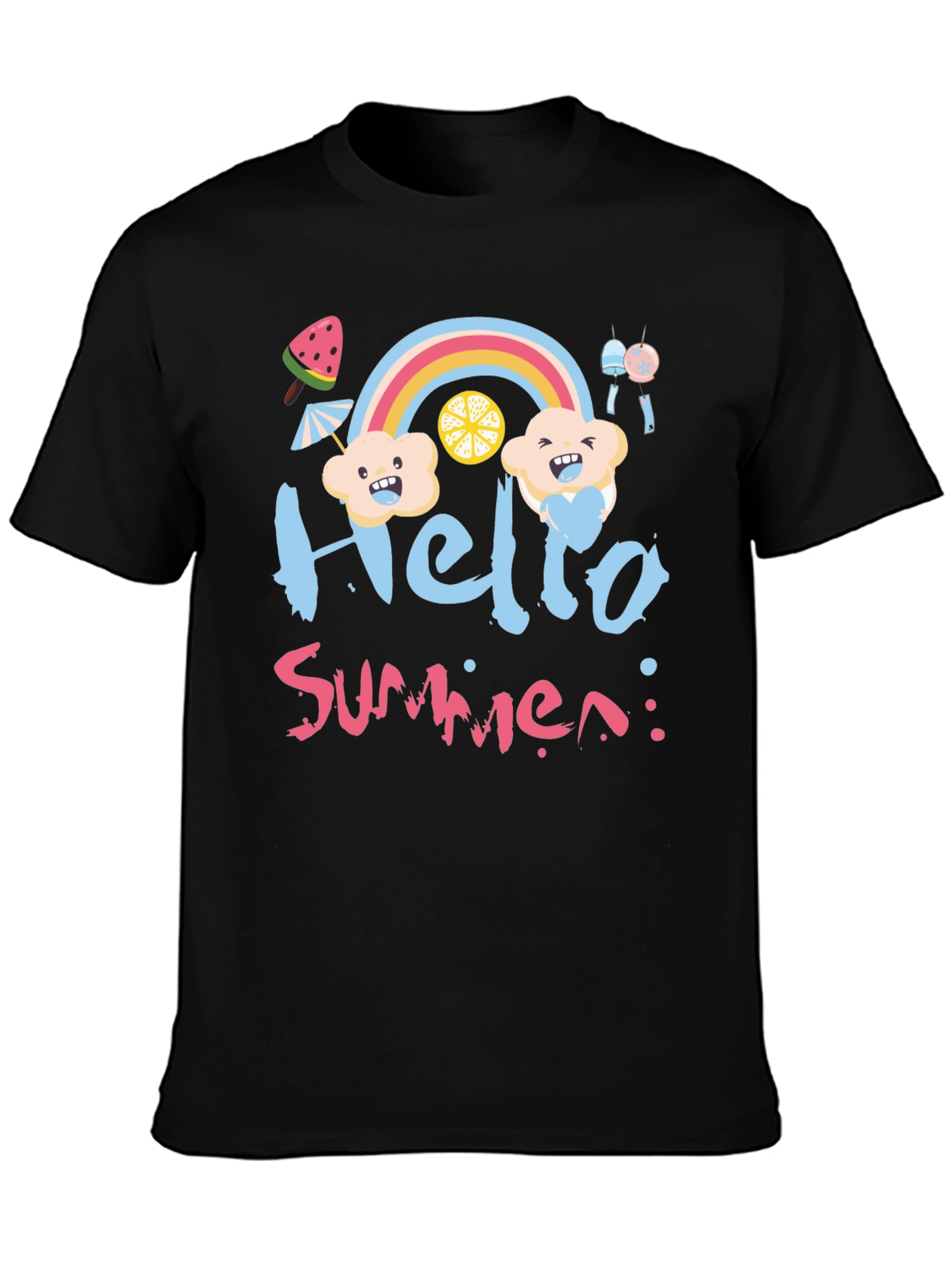 Hello Summer Black Graphic T-Shirt