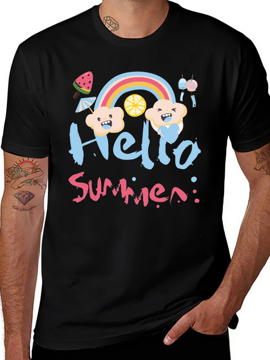Hello Summer Black Graphic T-Shirt