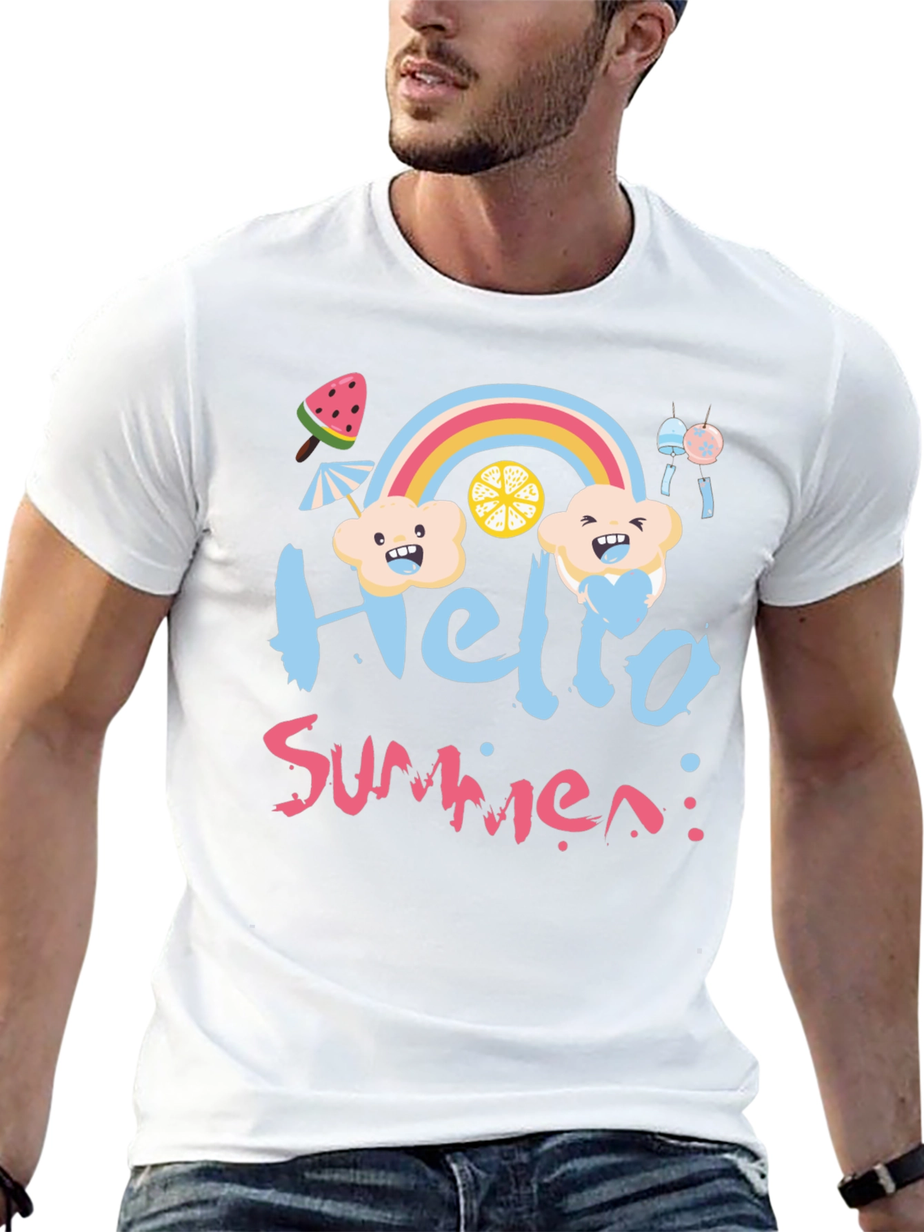 Hello Summer Black Graphic T-Shirt
