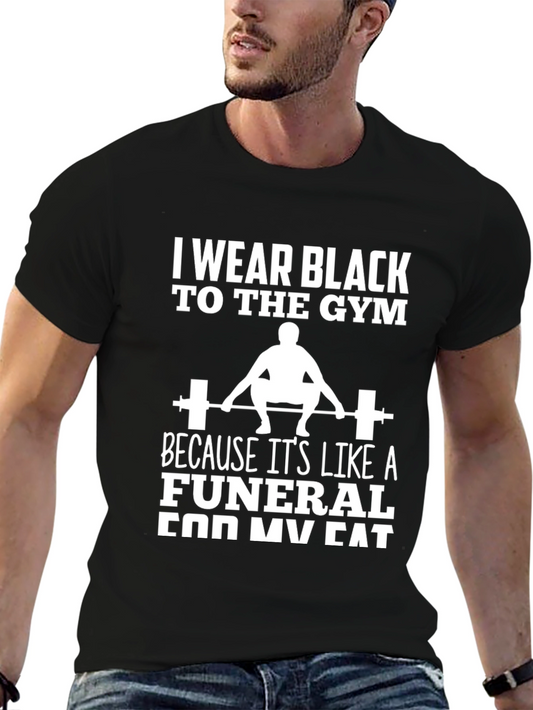 Gym Workout Black T-Shirt - Funeral for My Cat Humor