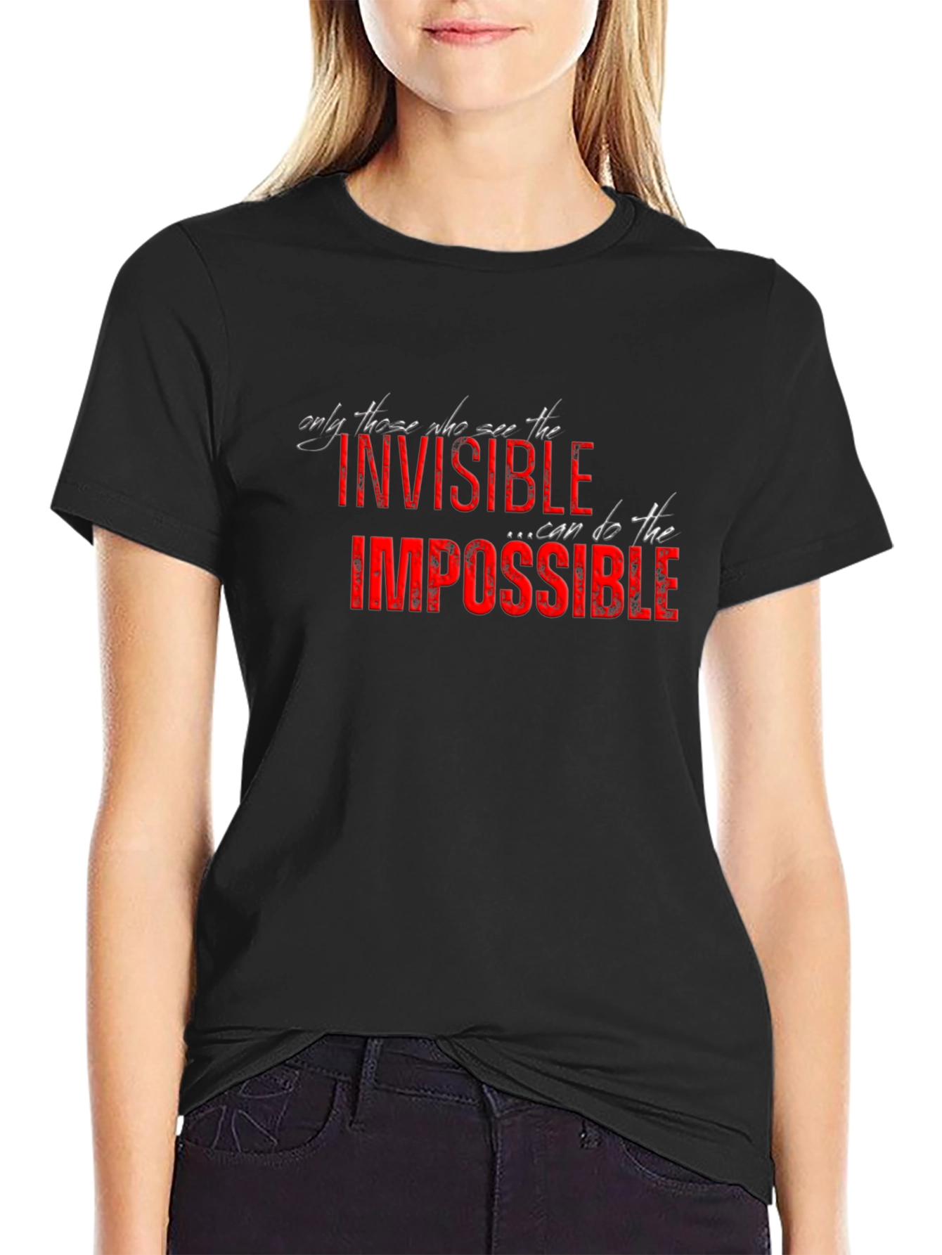 Invisible Impossible Graphic Print Black Tee