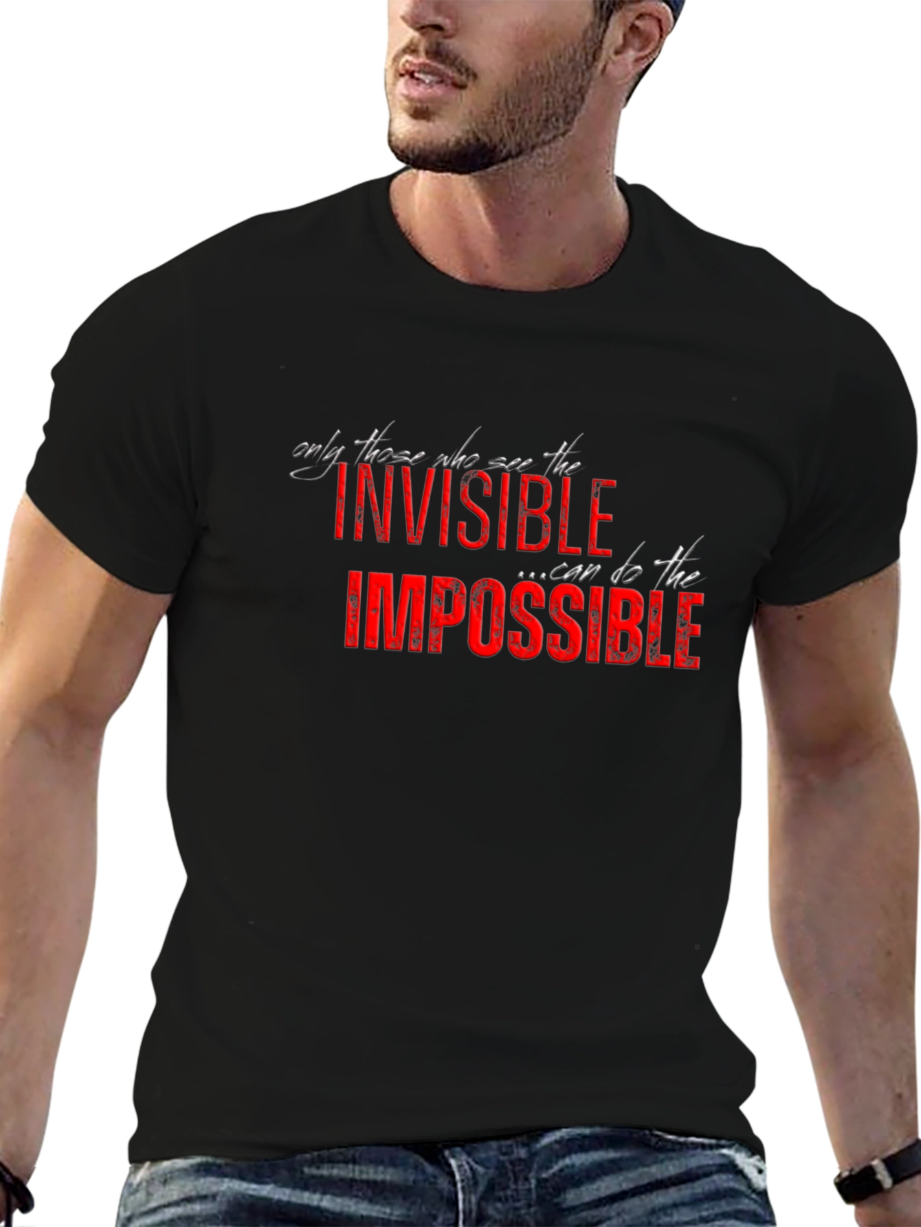 Invisible Impossible Graphic Print Black Tee