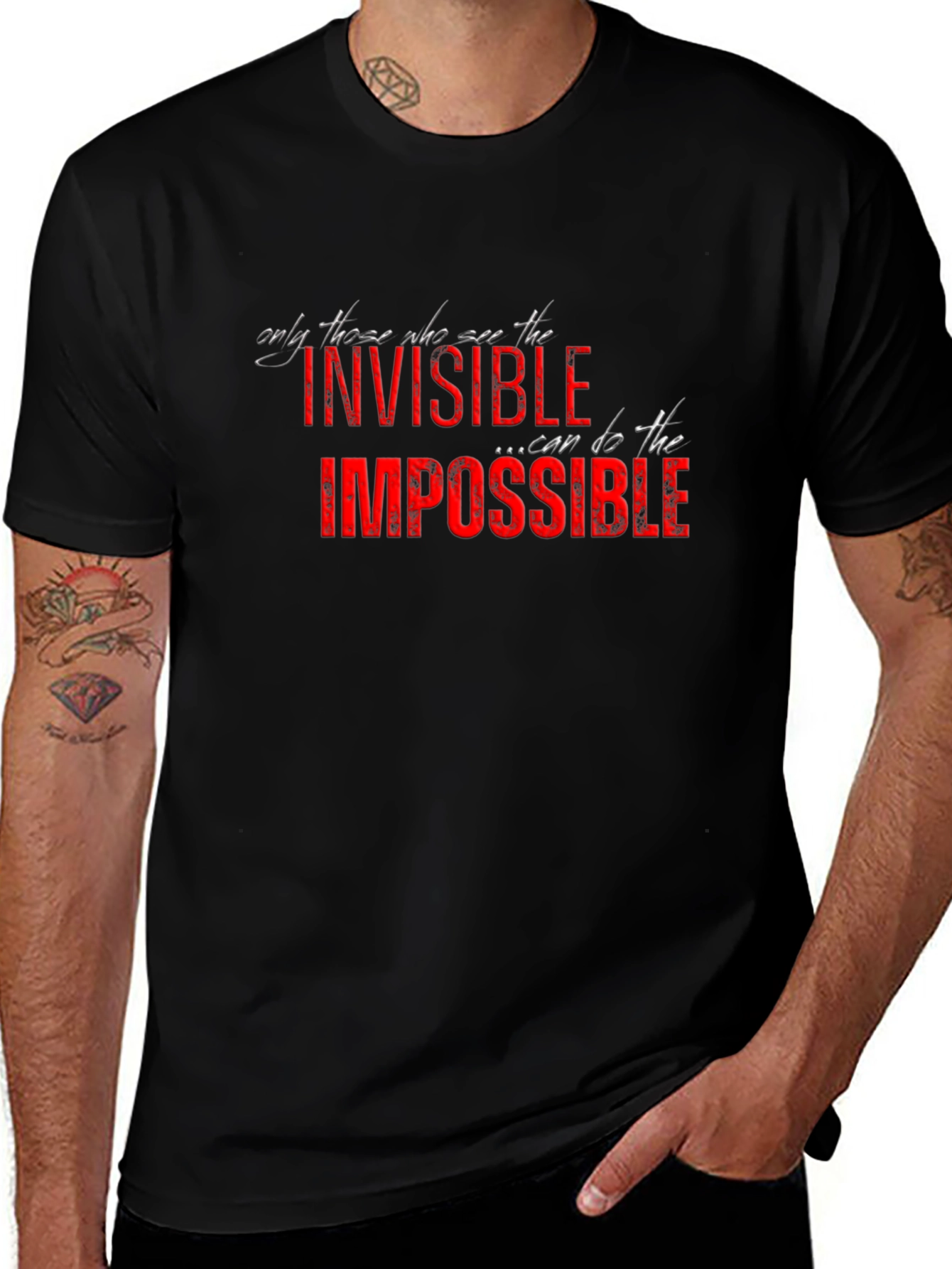 Invisible Impossible Graphic Print Black Tee
