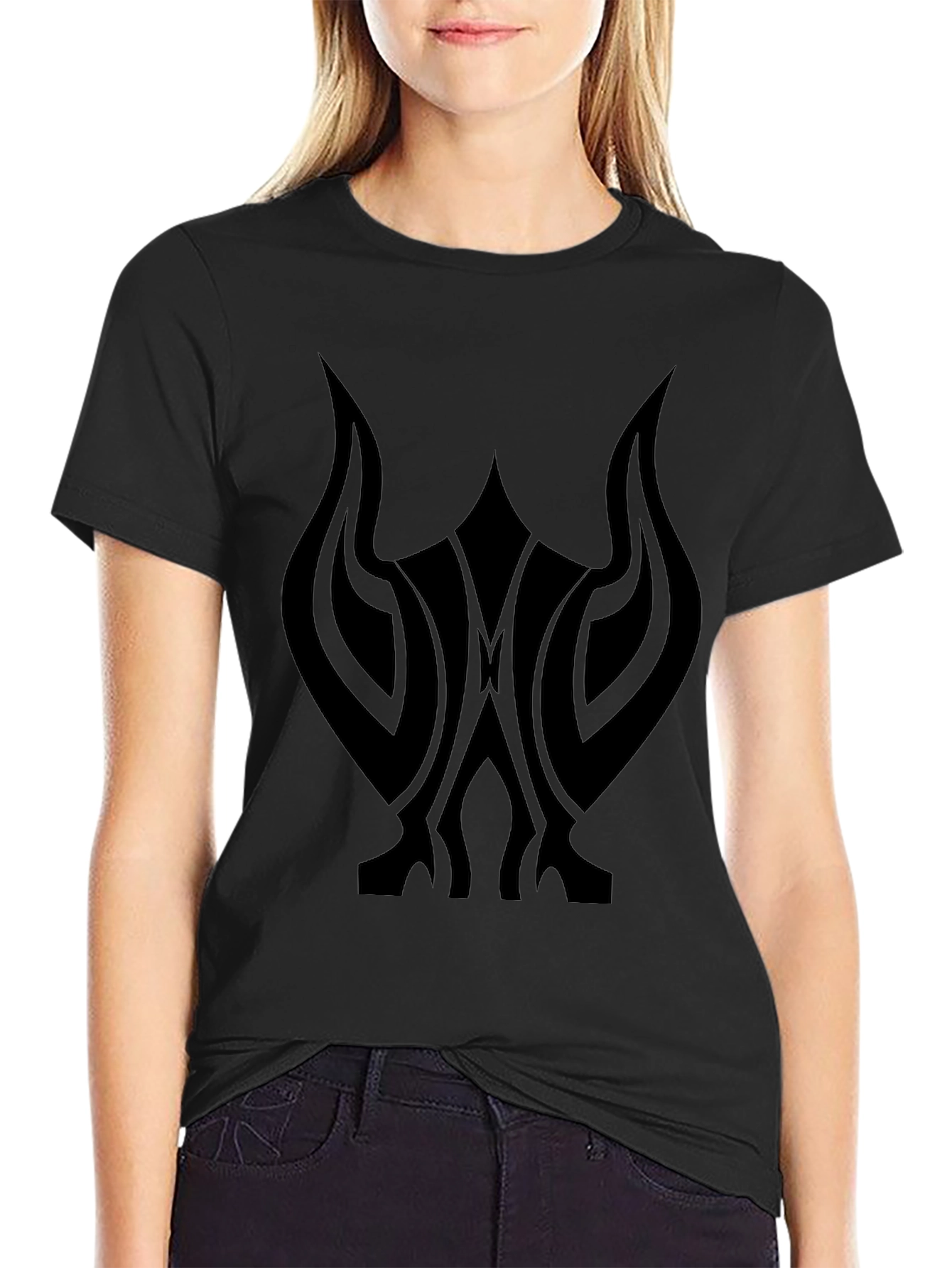 Black Graphic Tee - Tribal Design