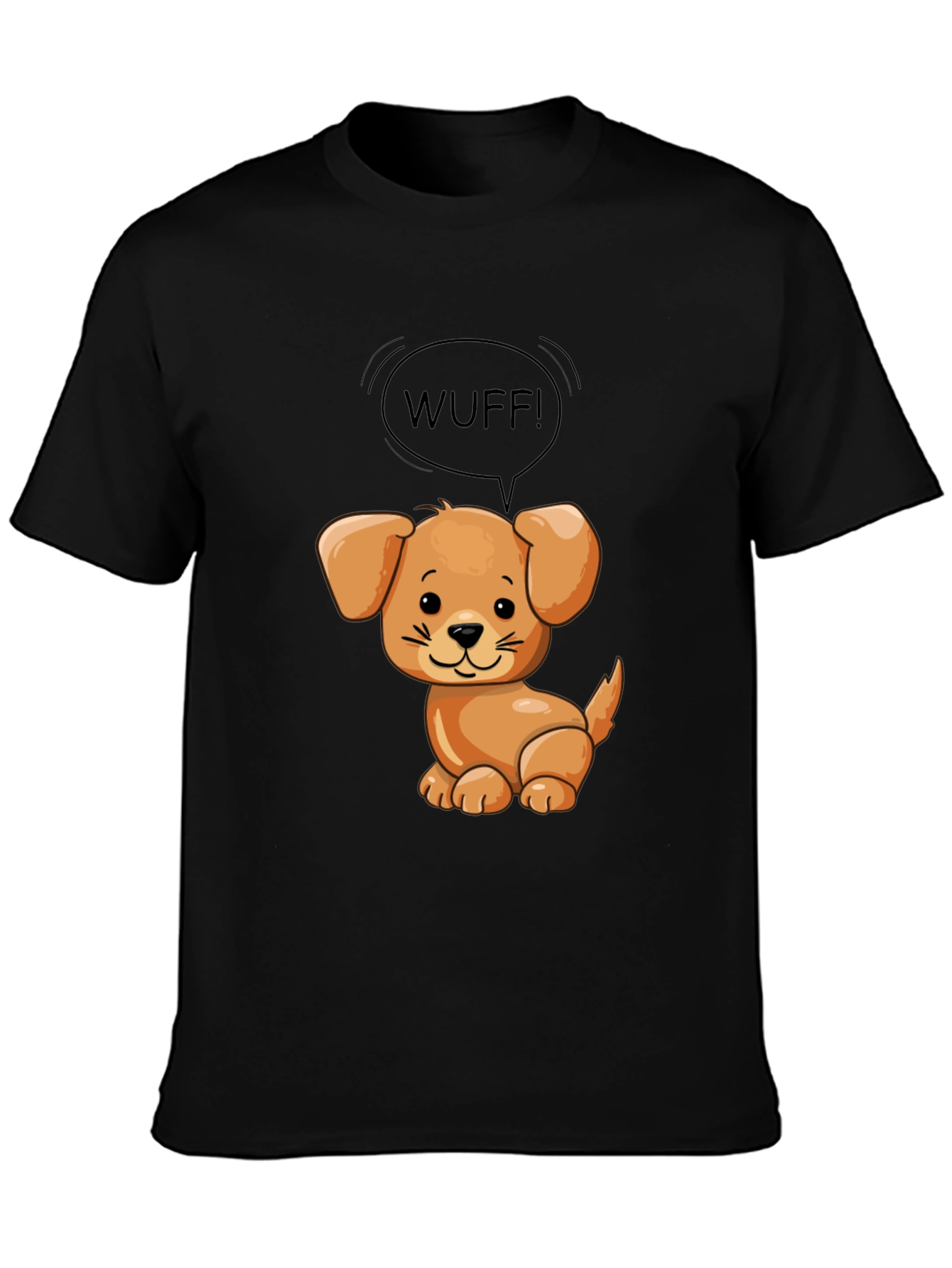 Cute Dog WUFF! Graphic Black T-Shirt