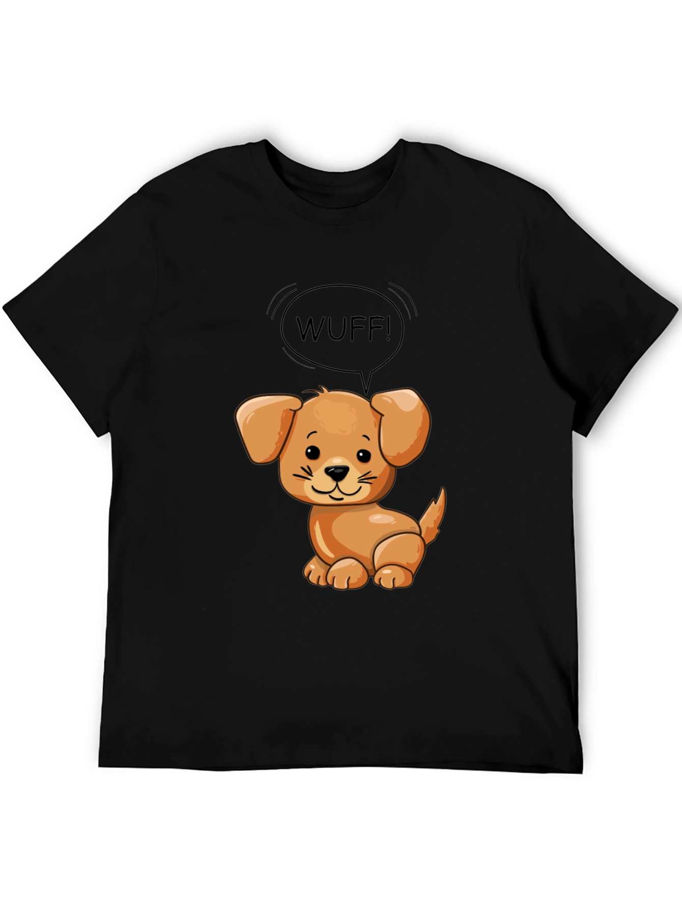 Cute Dog WUFF! Graphic Black T-Shirt