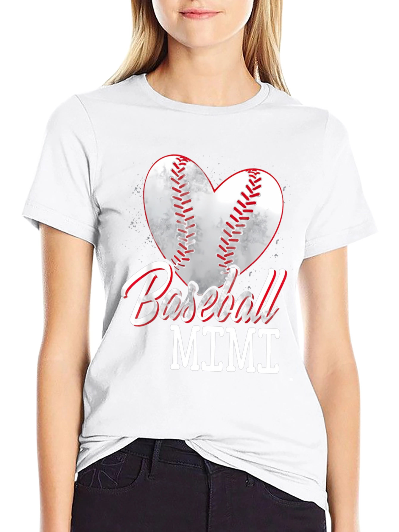 Baseball Mimi Heart Graphic T-Shirt
