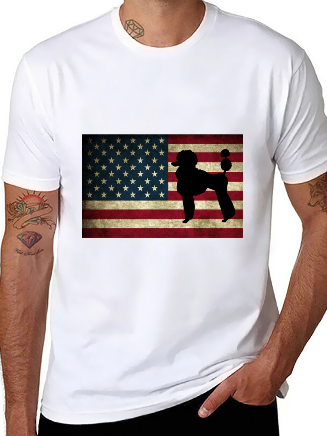 American Flag Poodle Graphic Tee