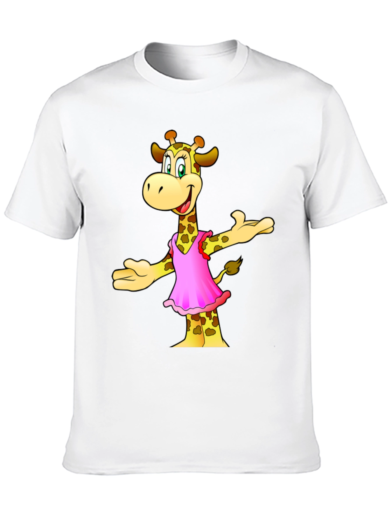 Giraffe Cartoon Graphic Black T-Shirt