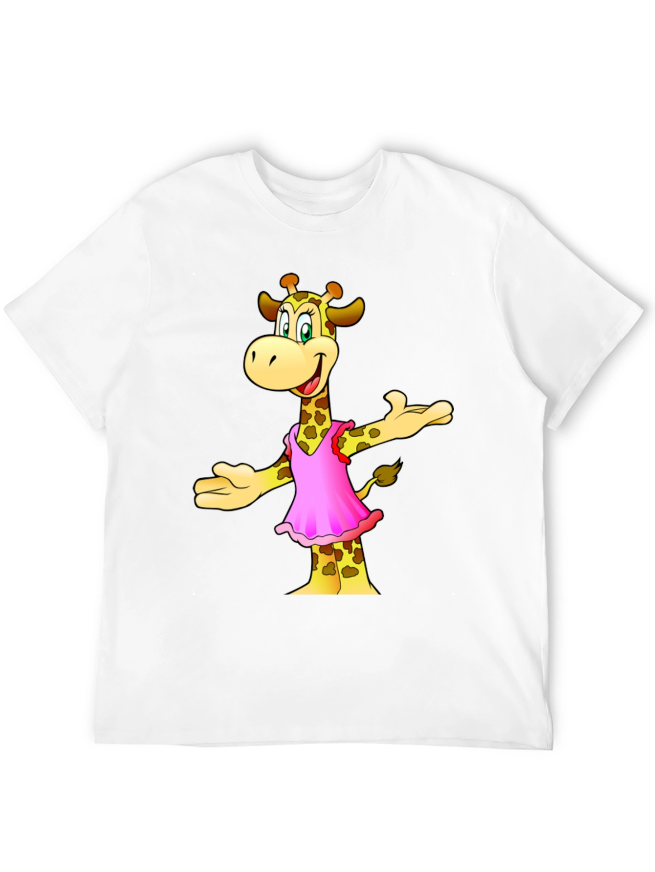 Giraffe Cartoon Graphic Black T-Shirt
