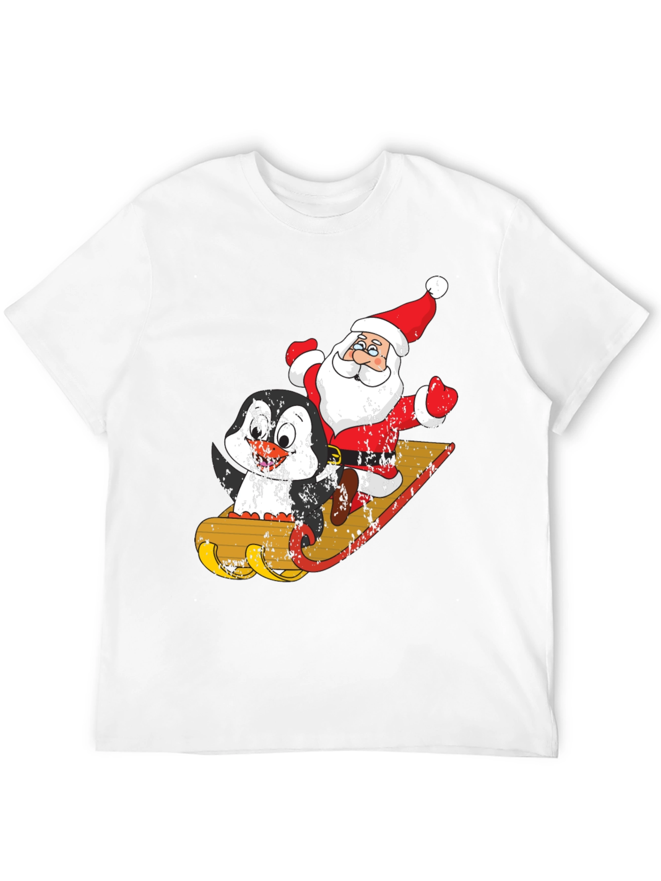Santa & Penguin Sleigh Ride Graphic Tee