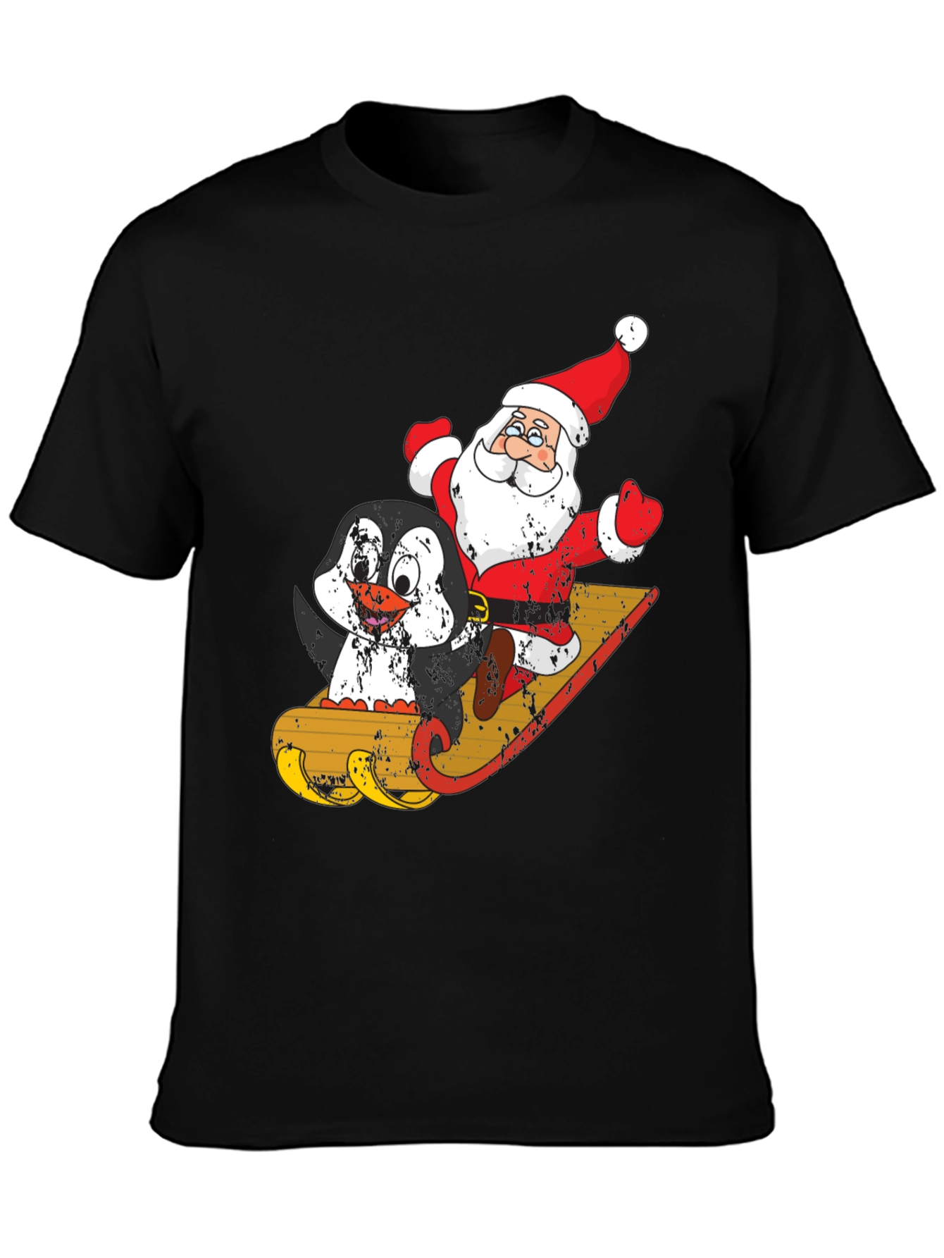 Santa & Penguin Sleigh Ride Graphic Tee