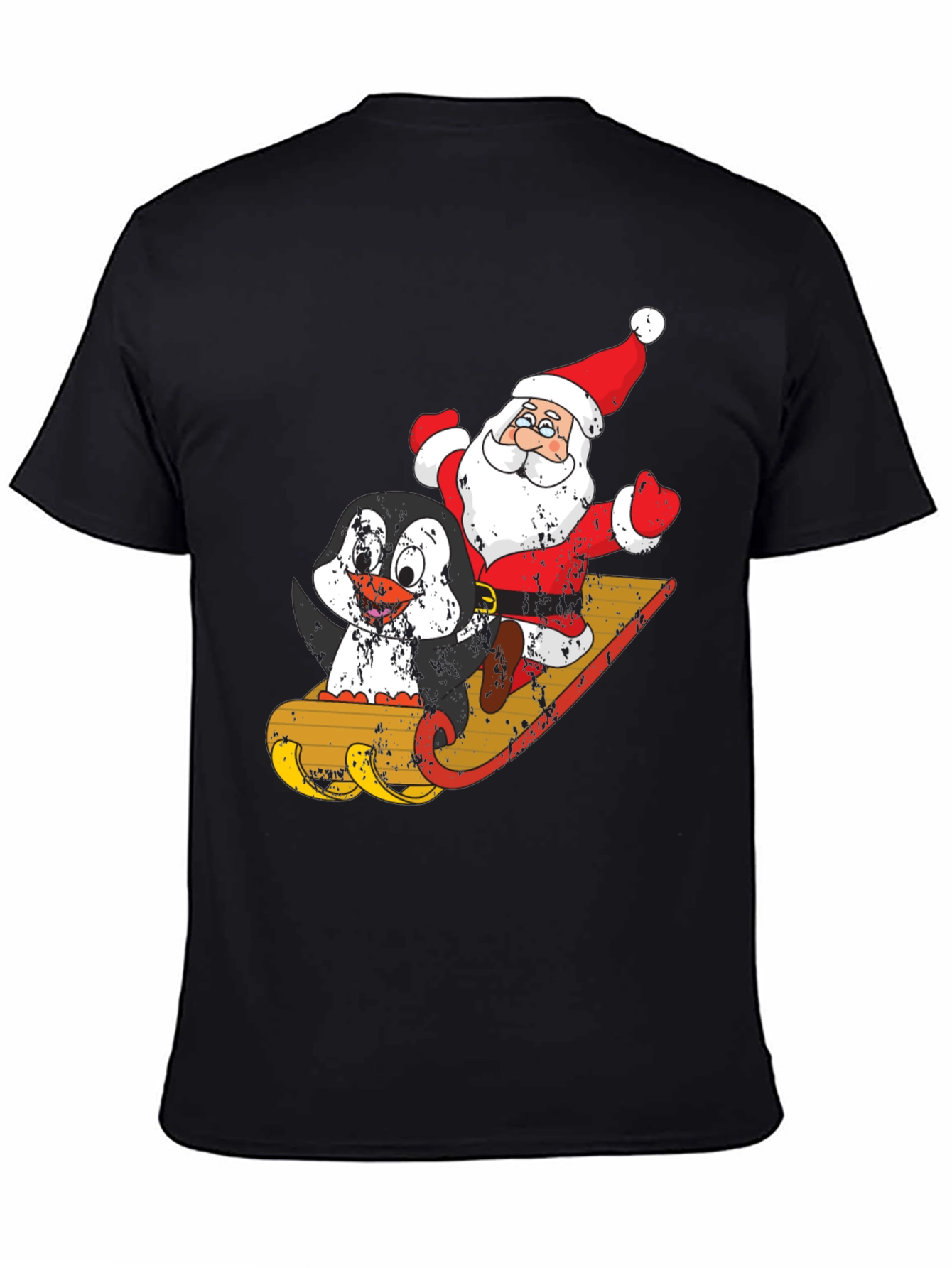 Santa & Penguin Sleigh Ride Graphic Tee