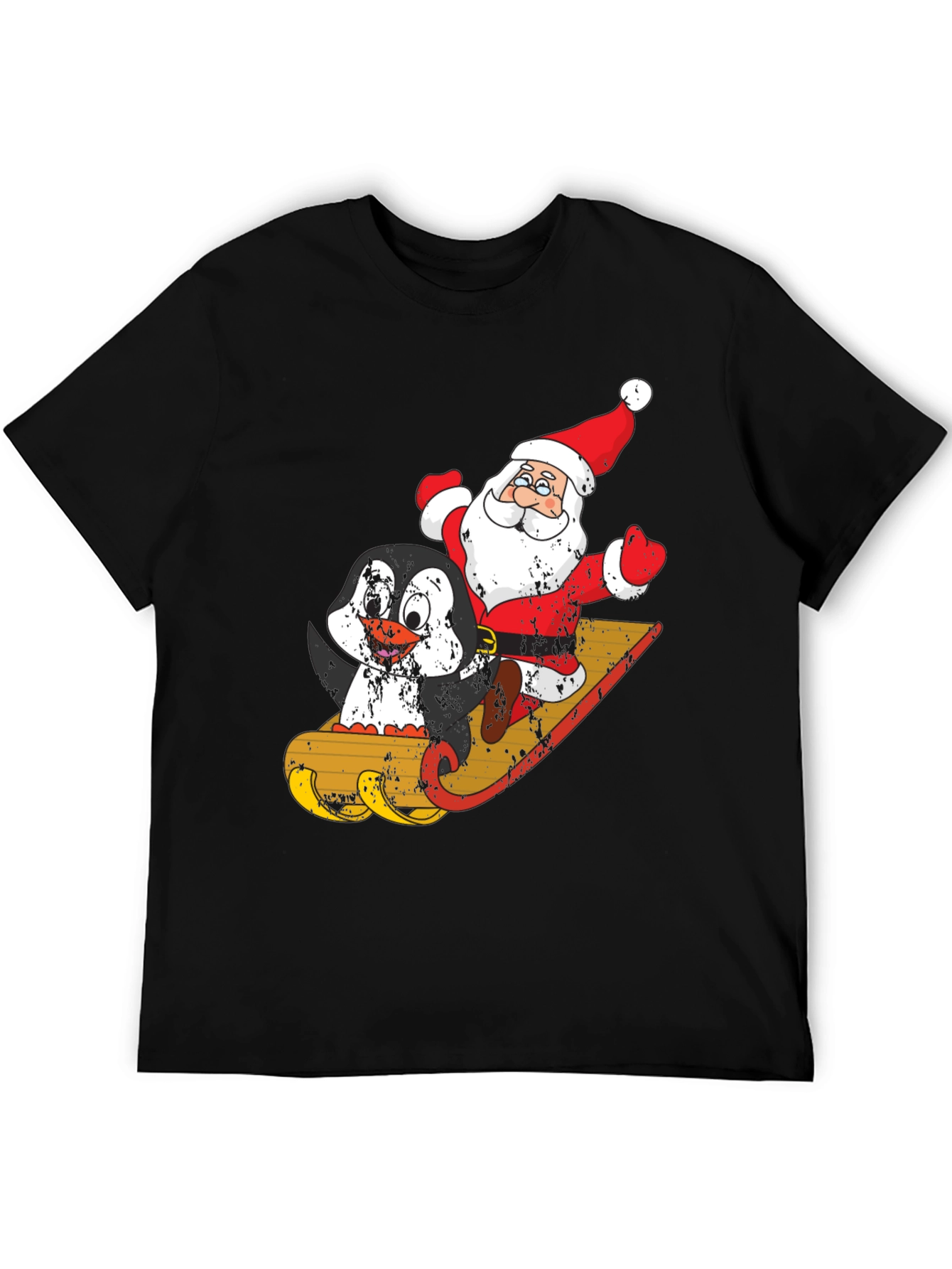 Santa & Penguin Sleigh Ride Graphic Tee