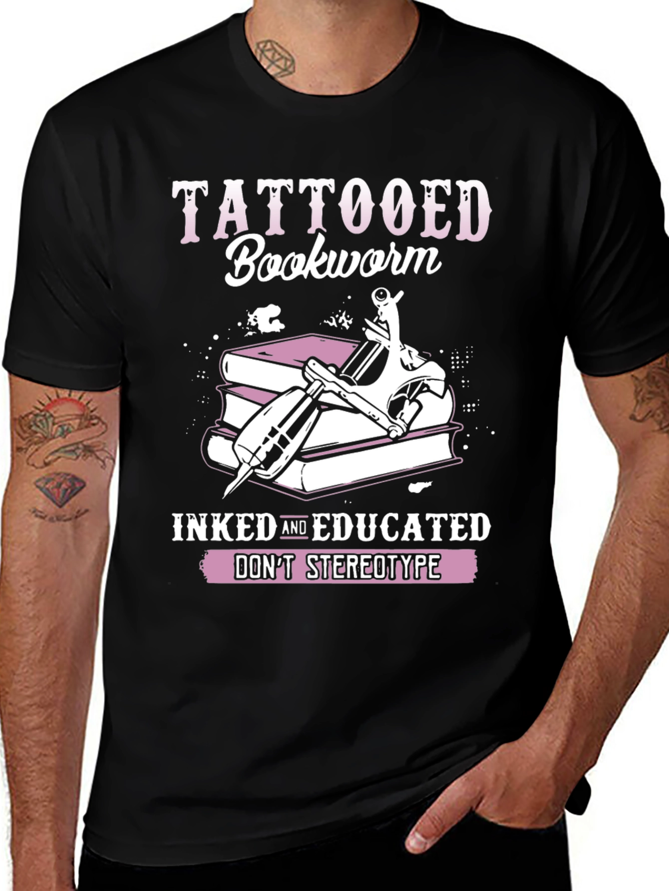 Tattooed Bookworm Black Graphic Tee