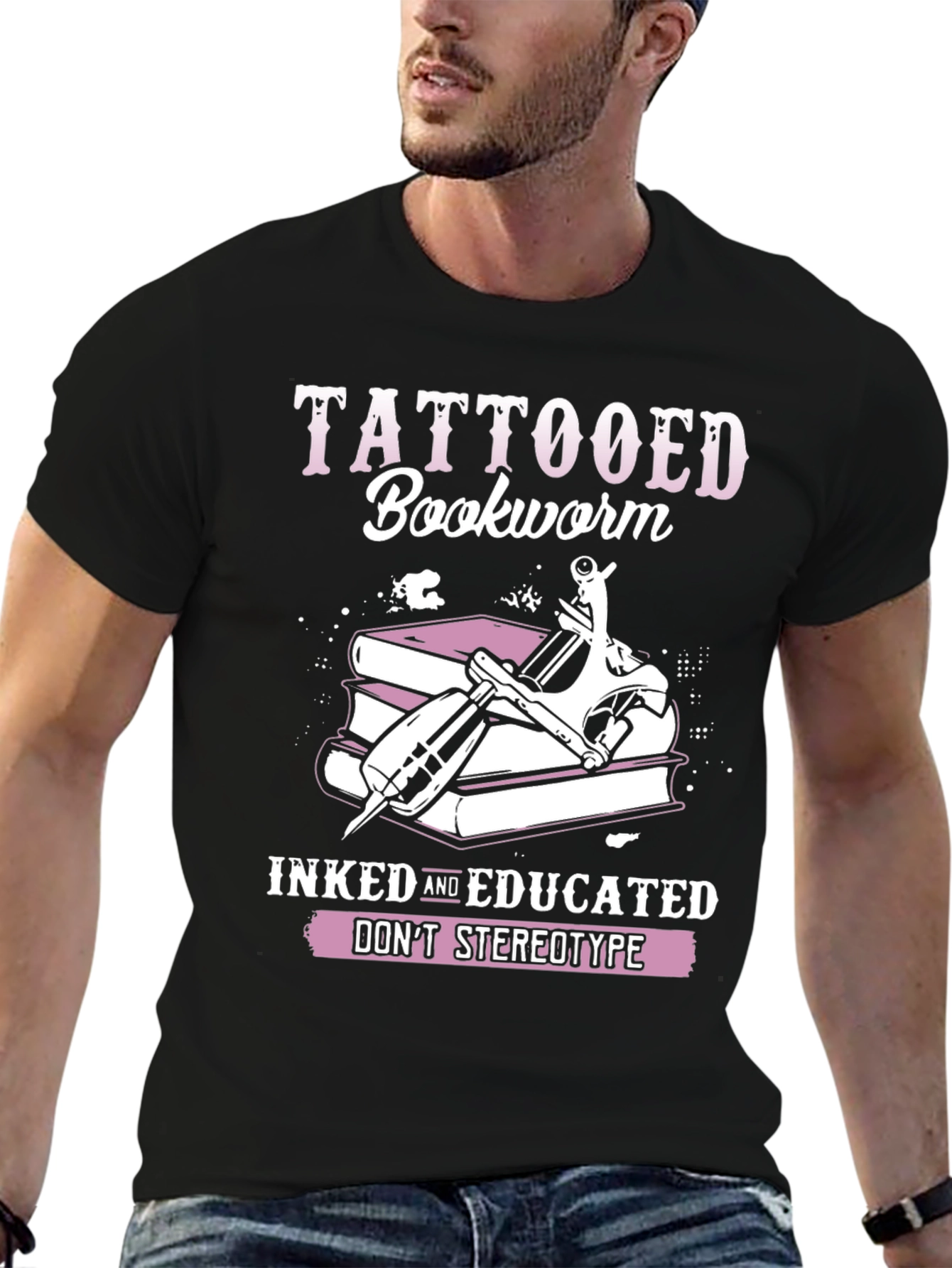 Tattooed Bookworm Black Graphic Tee