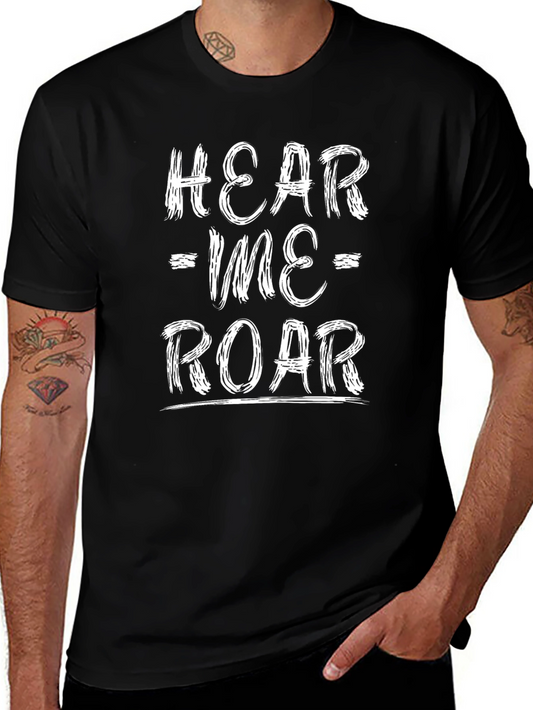 Hear Me Roar Black Graphic Tee - Bold & Stylish
