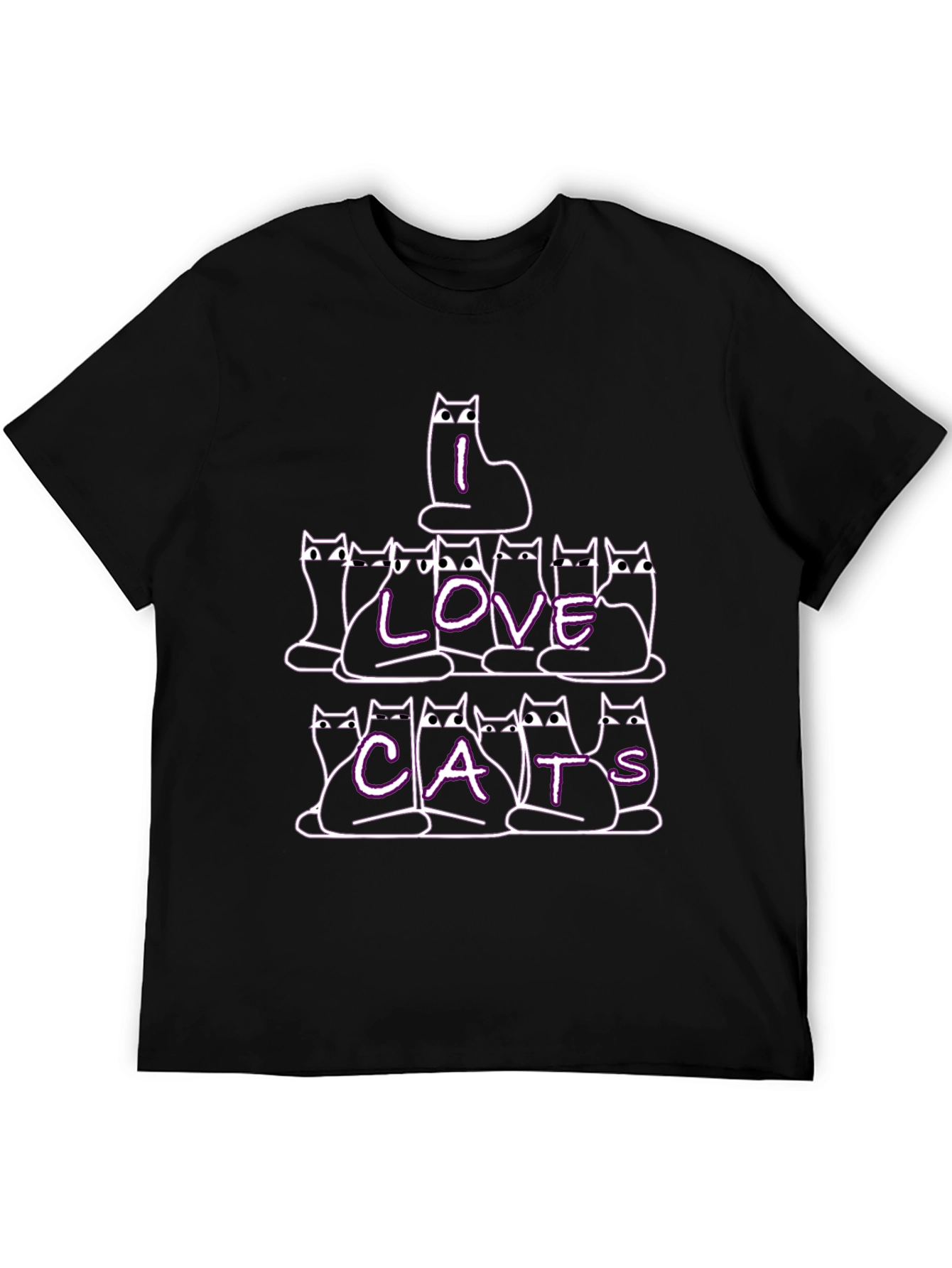 I Love Cats Graphic Tee - Black T-Shirt