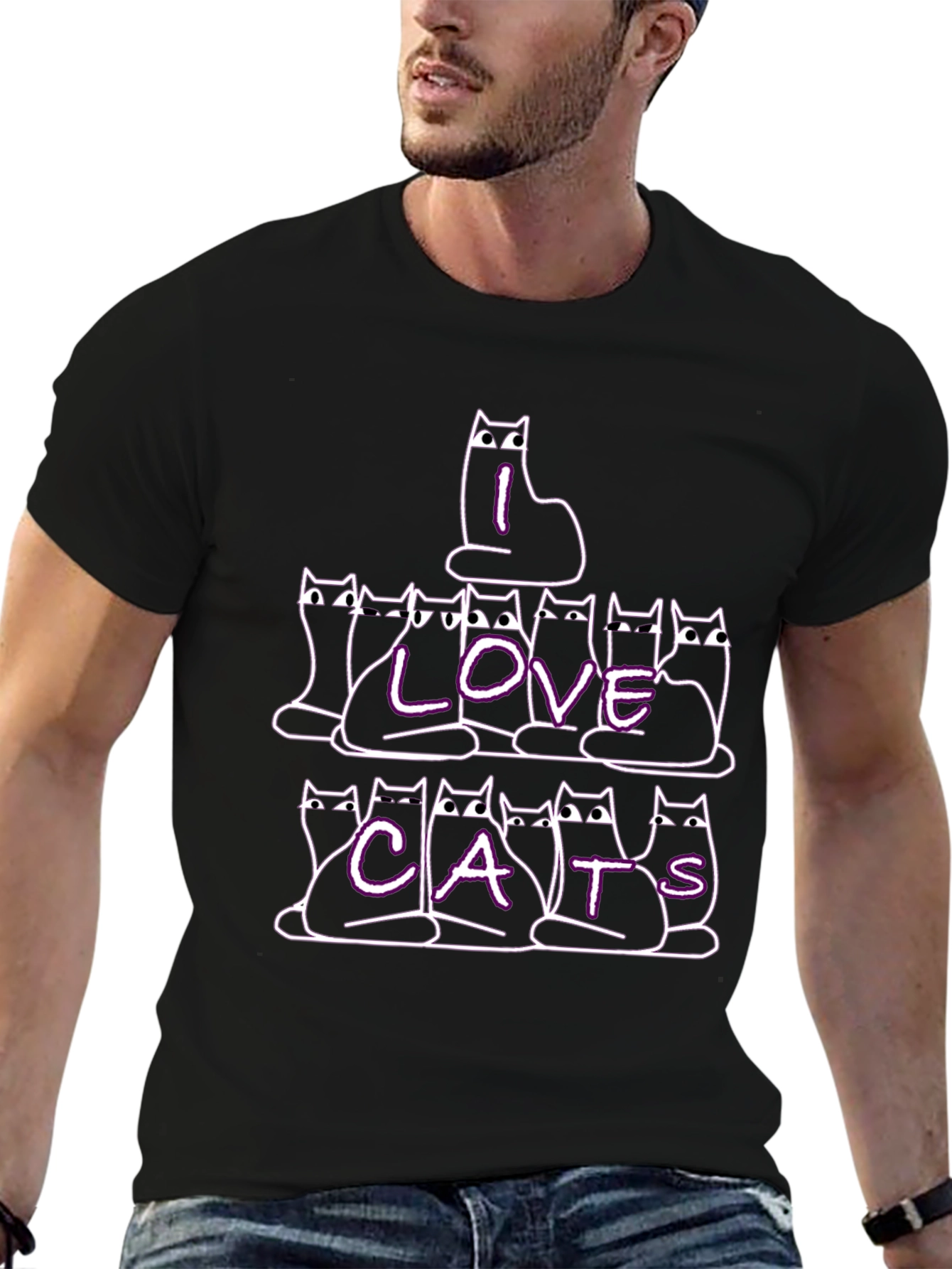 I Love Cats Graphic Tee - Black T-Shirt