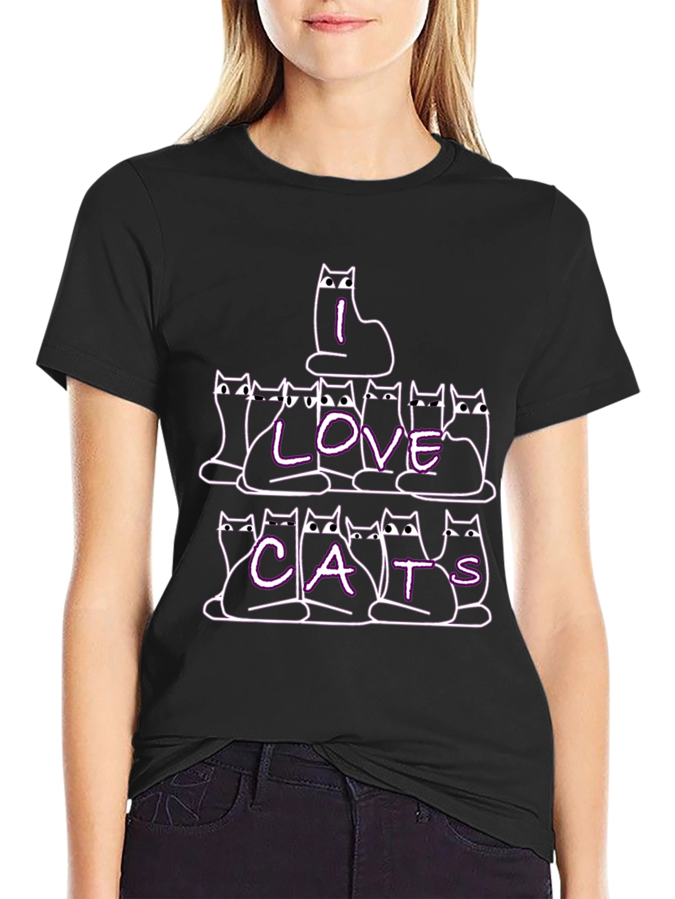 I Love Cats Graphic Tee - Black T-Shirt