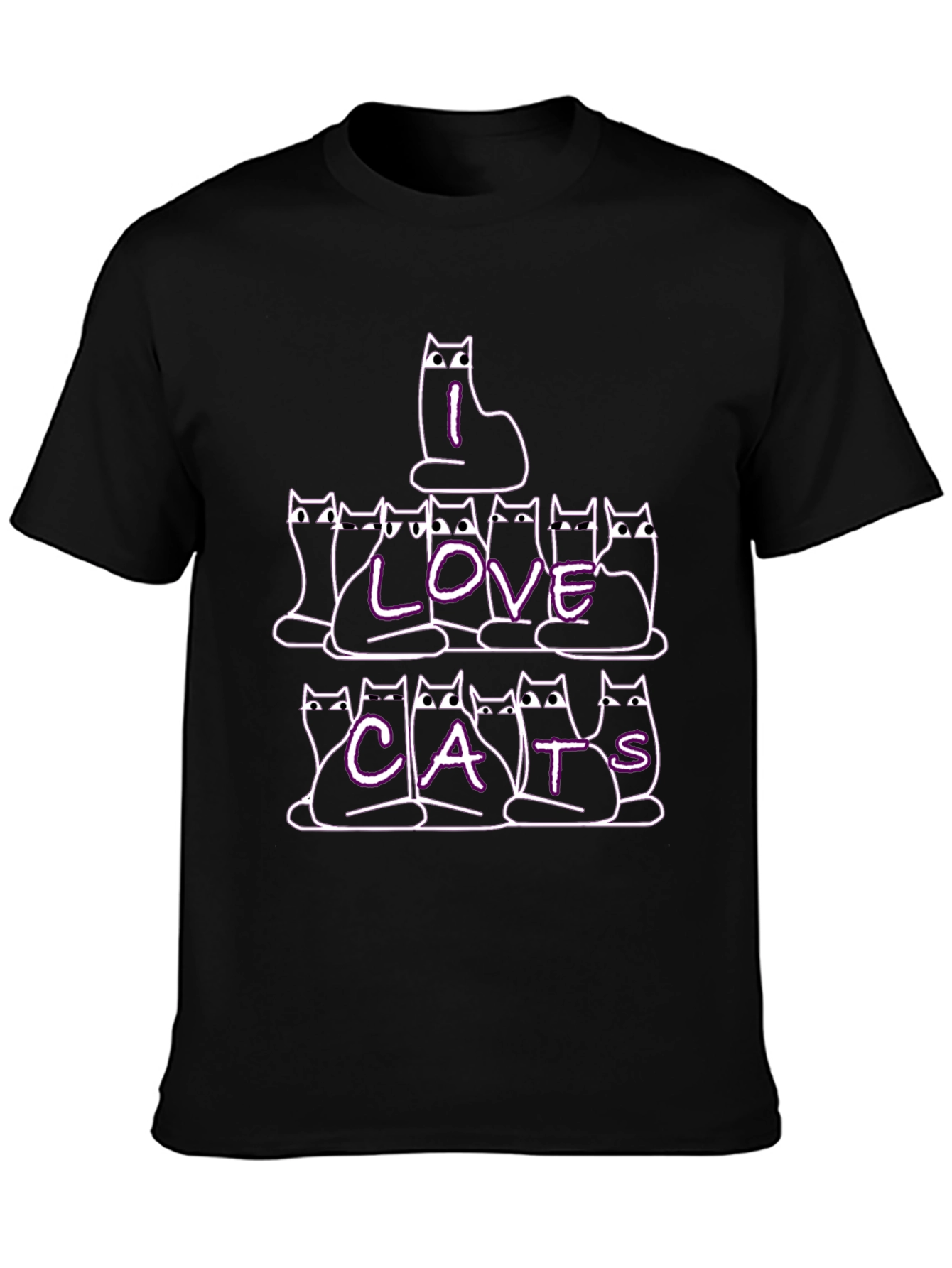 I Love Cats Graphic Tee - Black T-Shirt