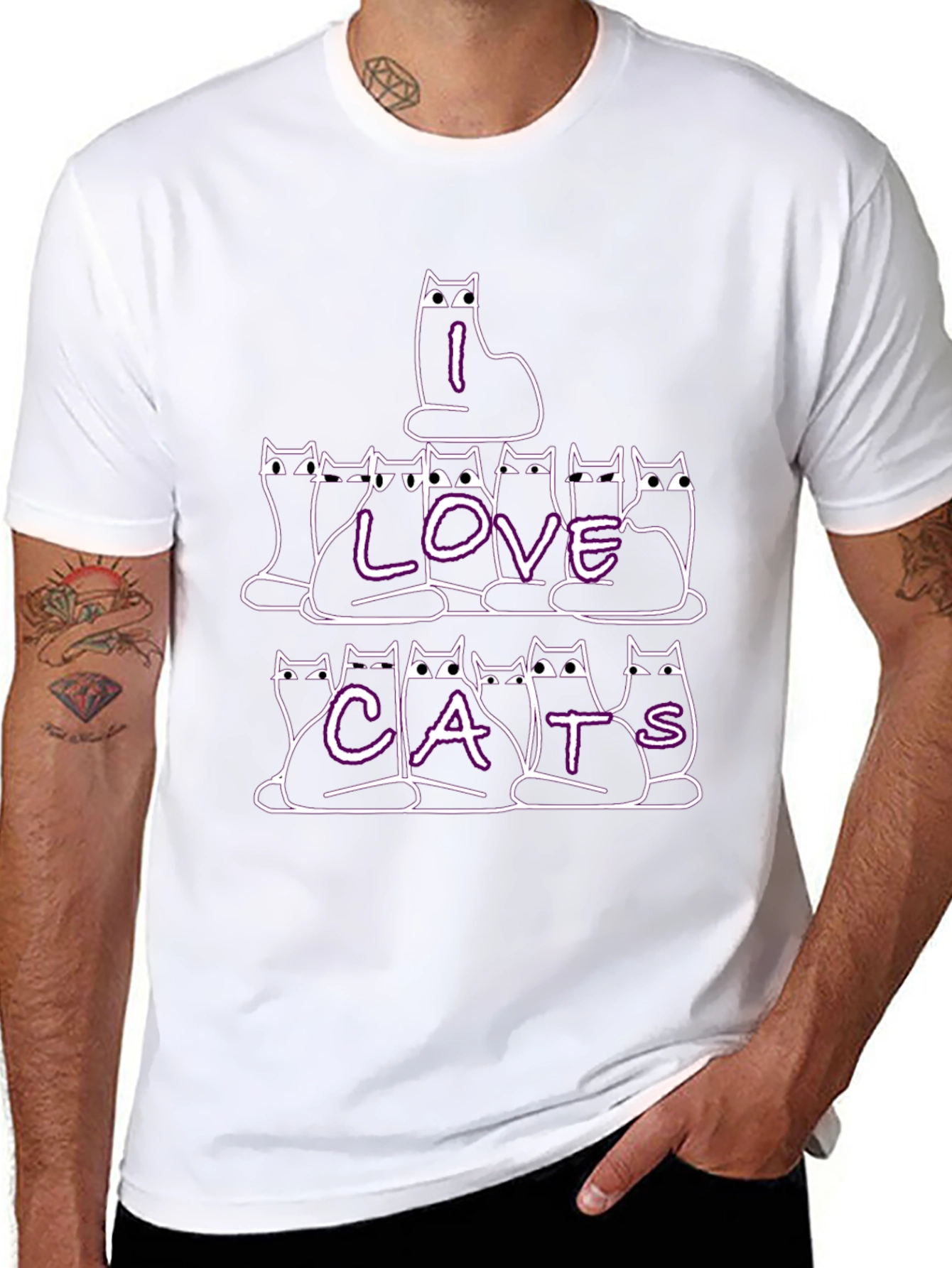 I Love Cats Graphic Tee - Black T-Shirt