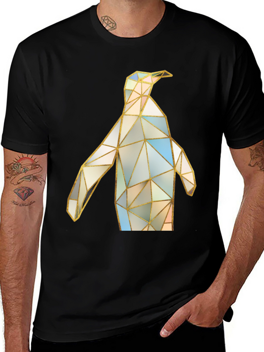Geometric Penguin Graphic Tee - Modern Art Shirt