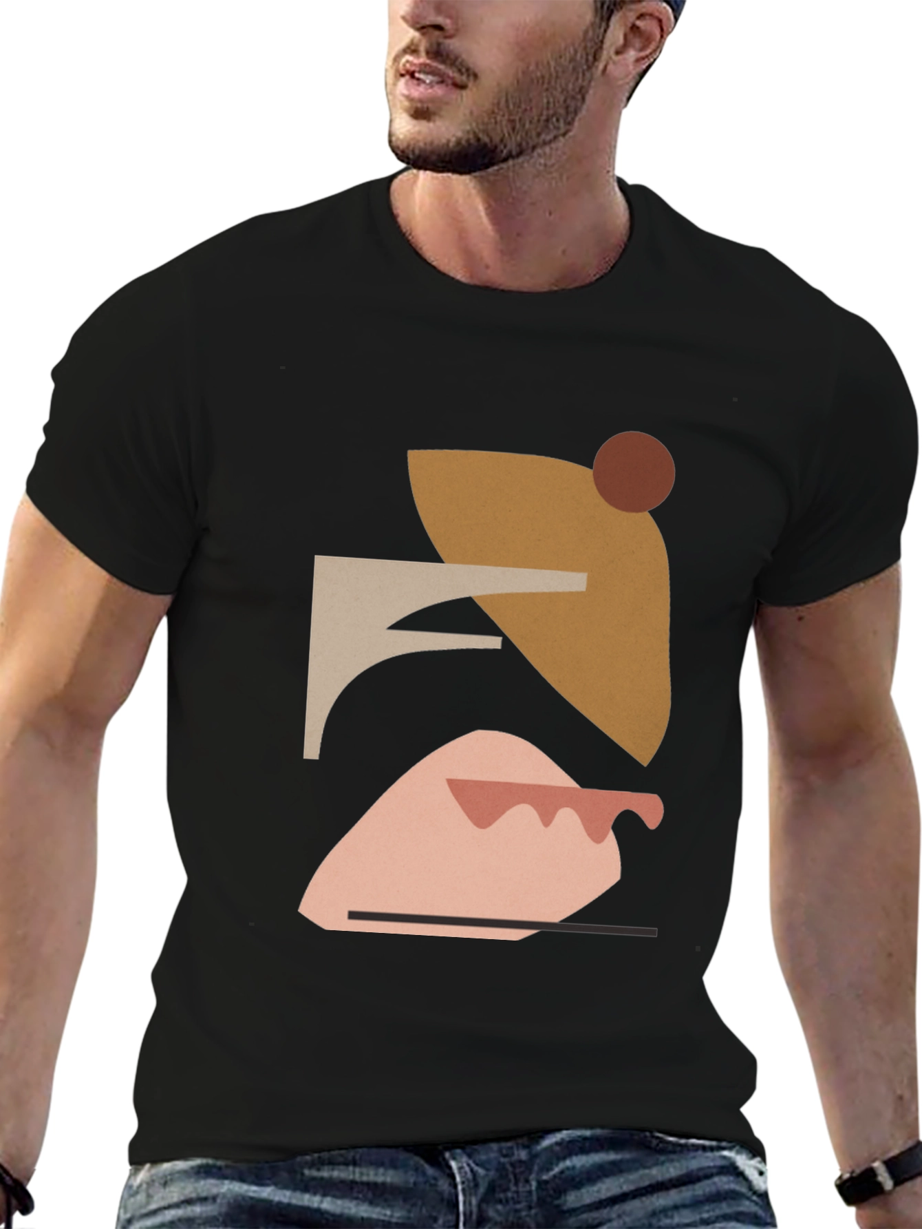 Abstract Geometric Art Mens Black T-Shirt