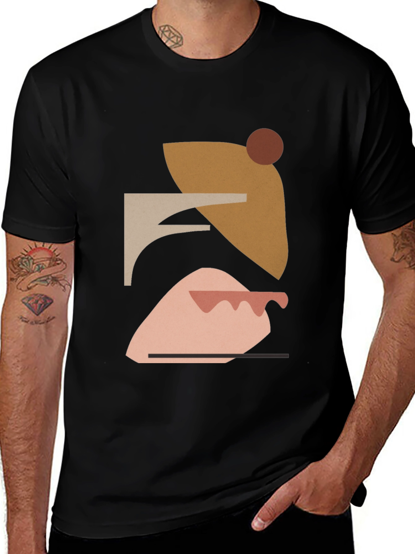 Abstract Geometric Art Mens Black T-Shirt