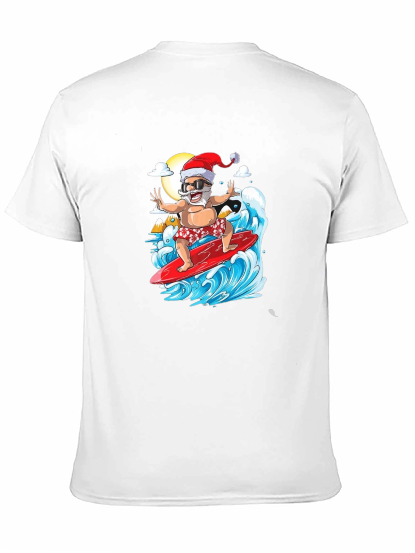 Surfing Santa Black Graphic Tee
