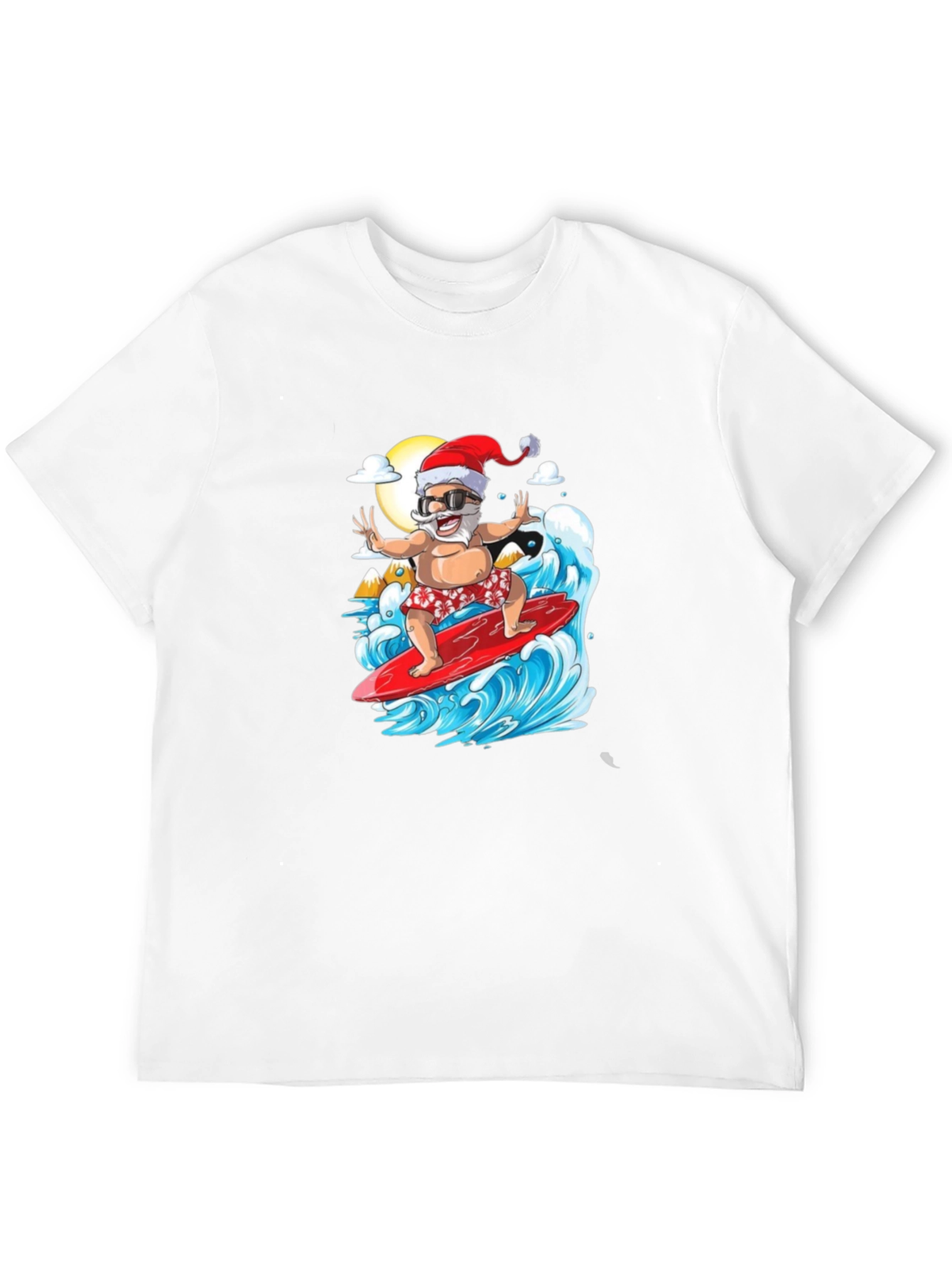 Surfing Santa Black Graphic Tee