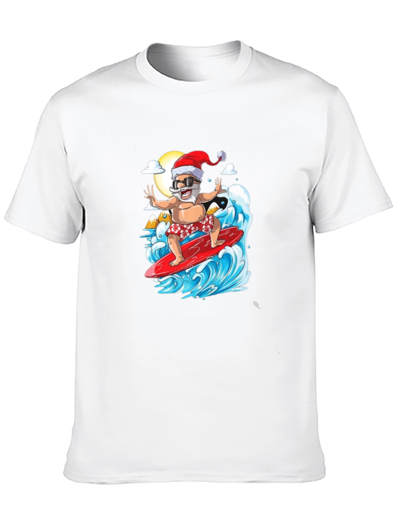 Surfing Santa Black Graphic Tee