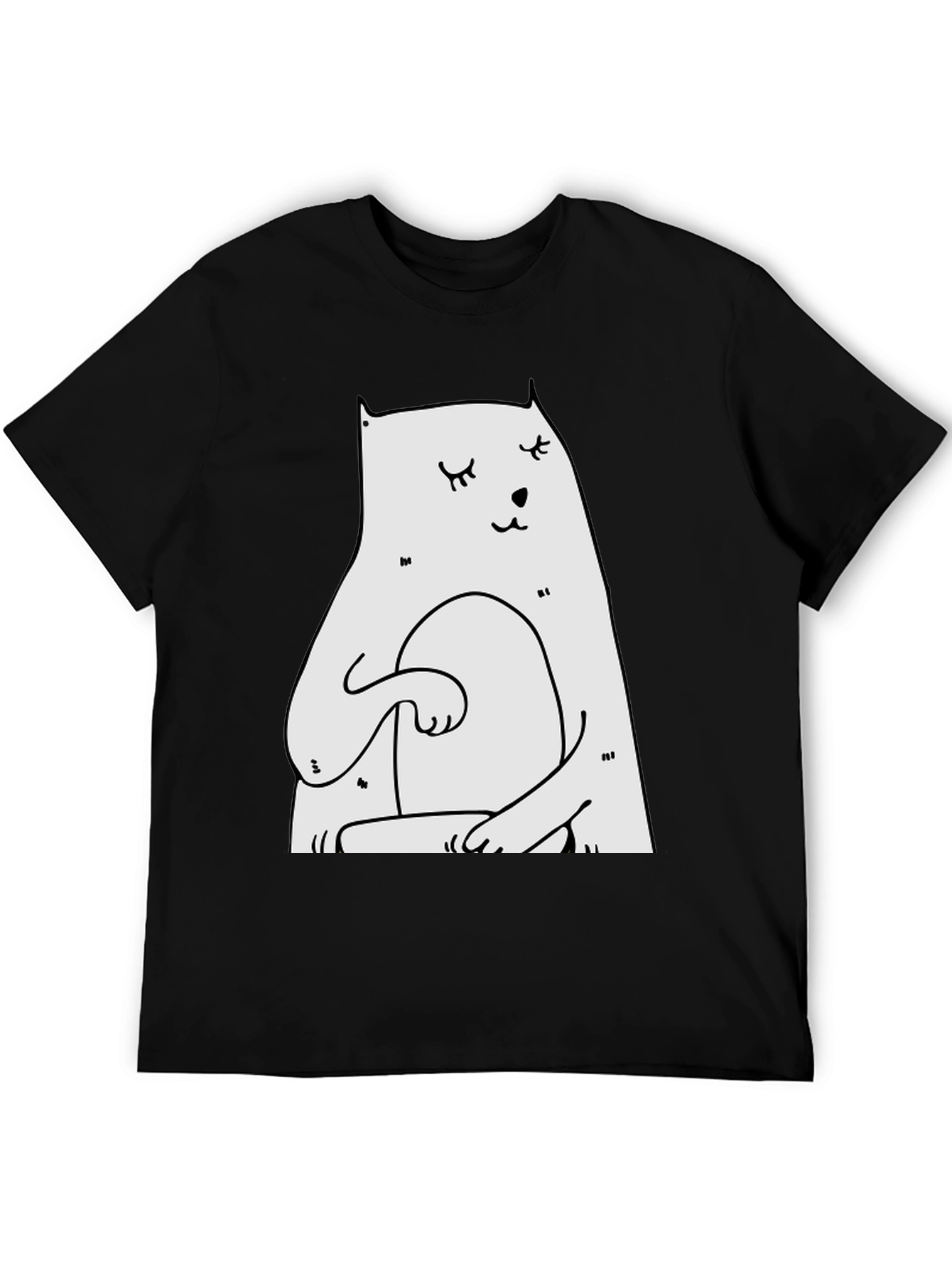 Meditating Cat Graphic T-Shirt - Black
