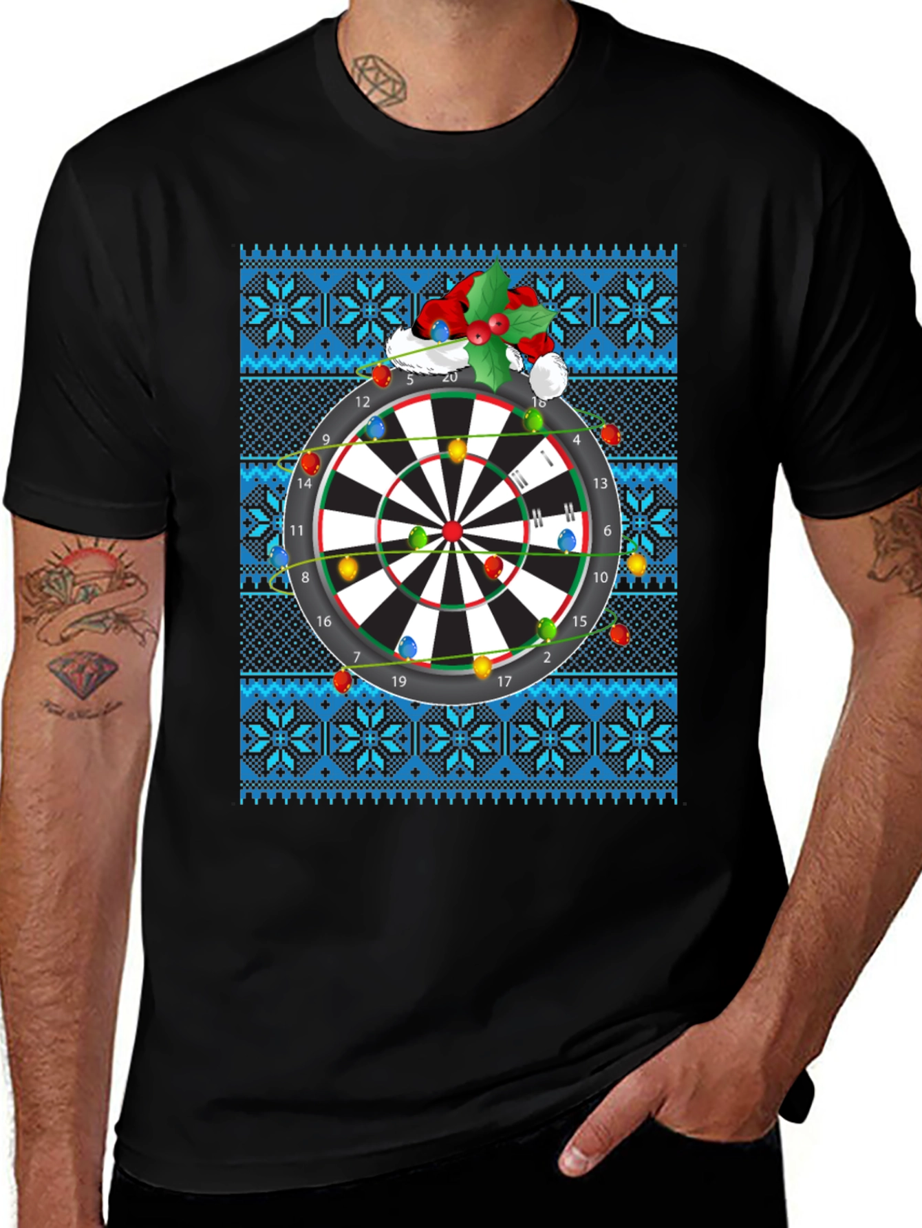 Festive Dartboard Ugly Christmas T-Shirt