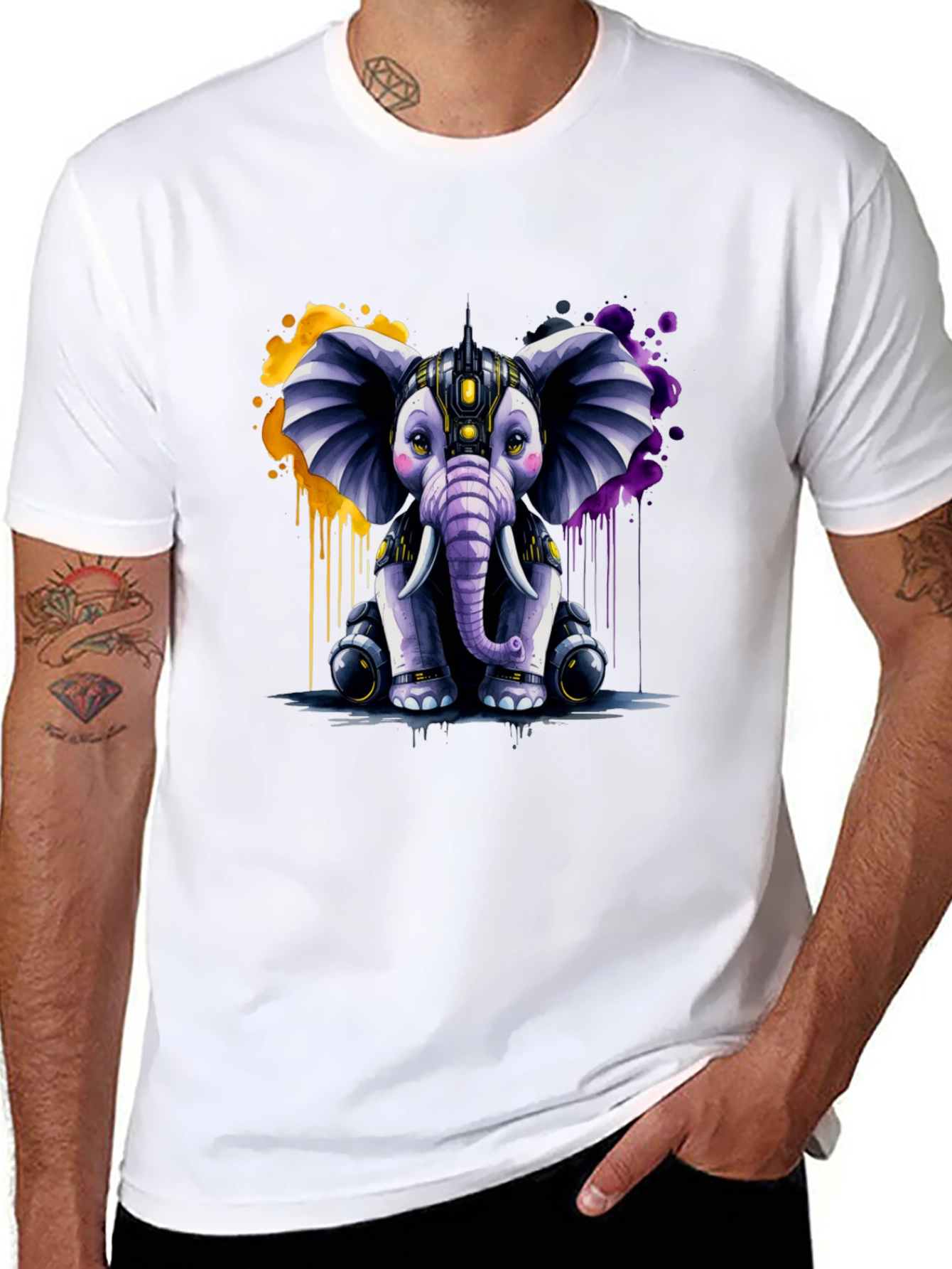 Cyberpunk Elephant Graphic Tee
