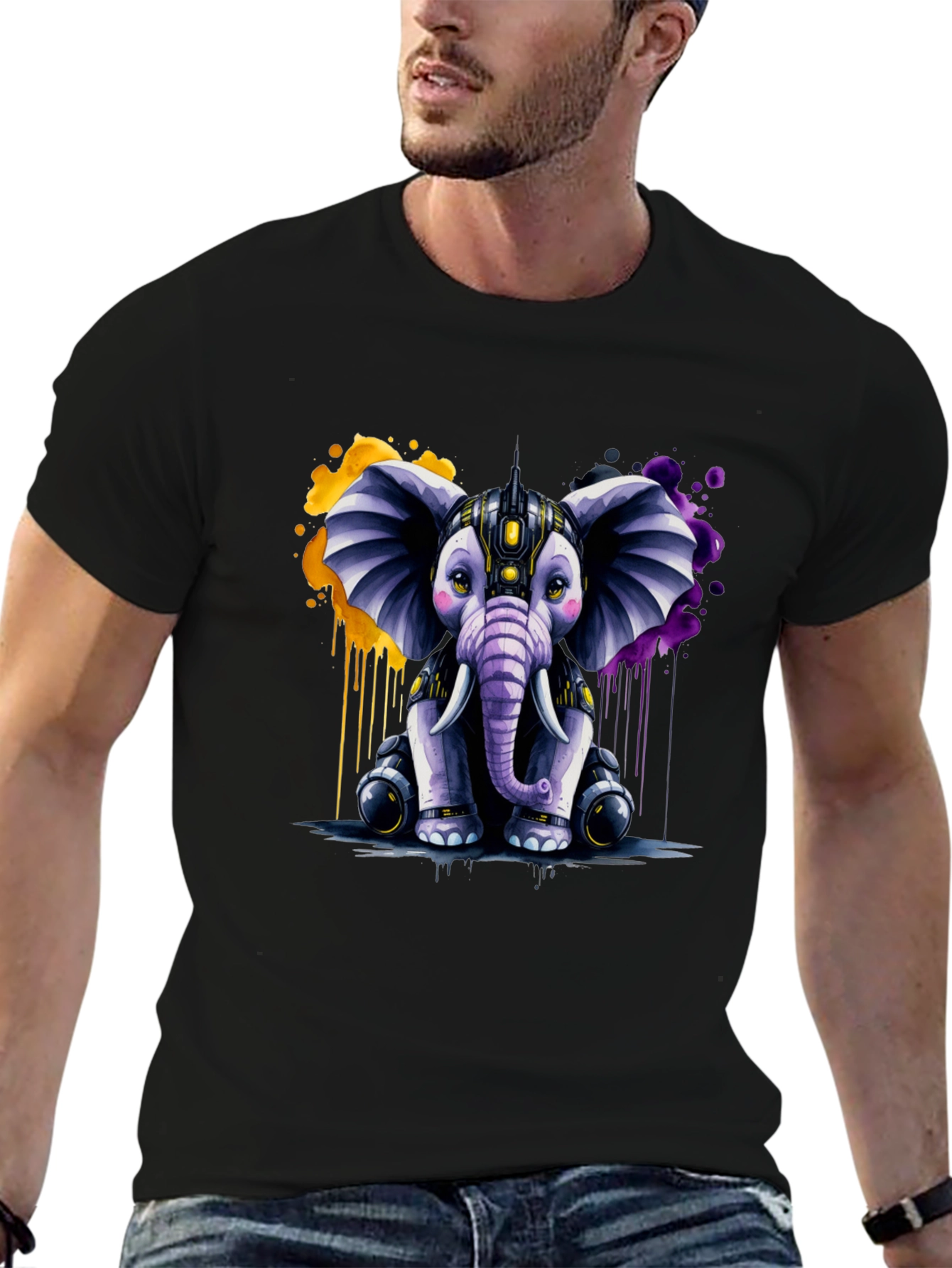 Cyberpunk Elephant Graphic Tee