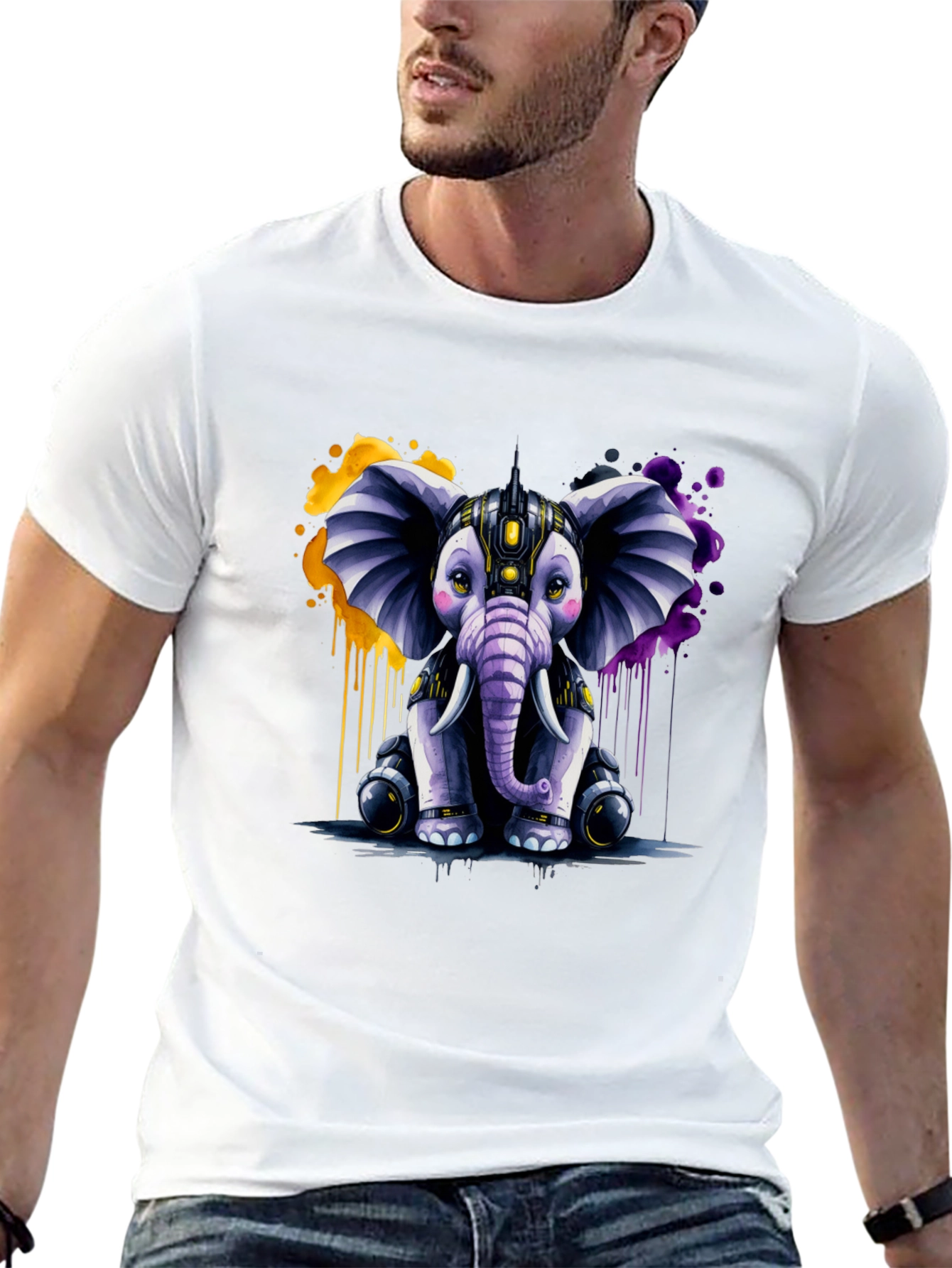 Cyberpunk Elephant Graphic Tee